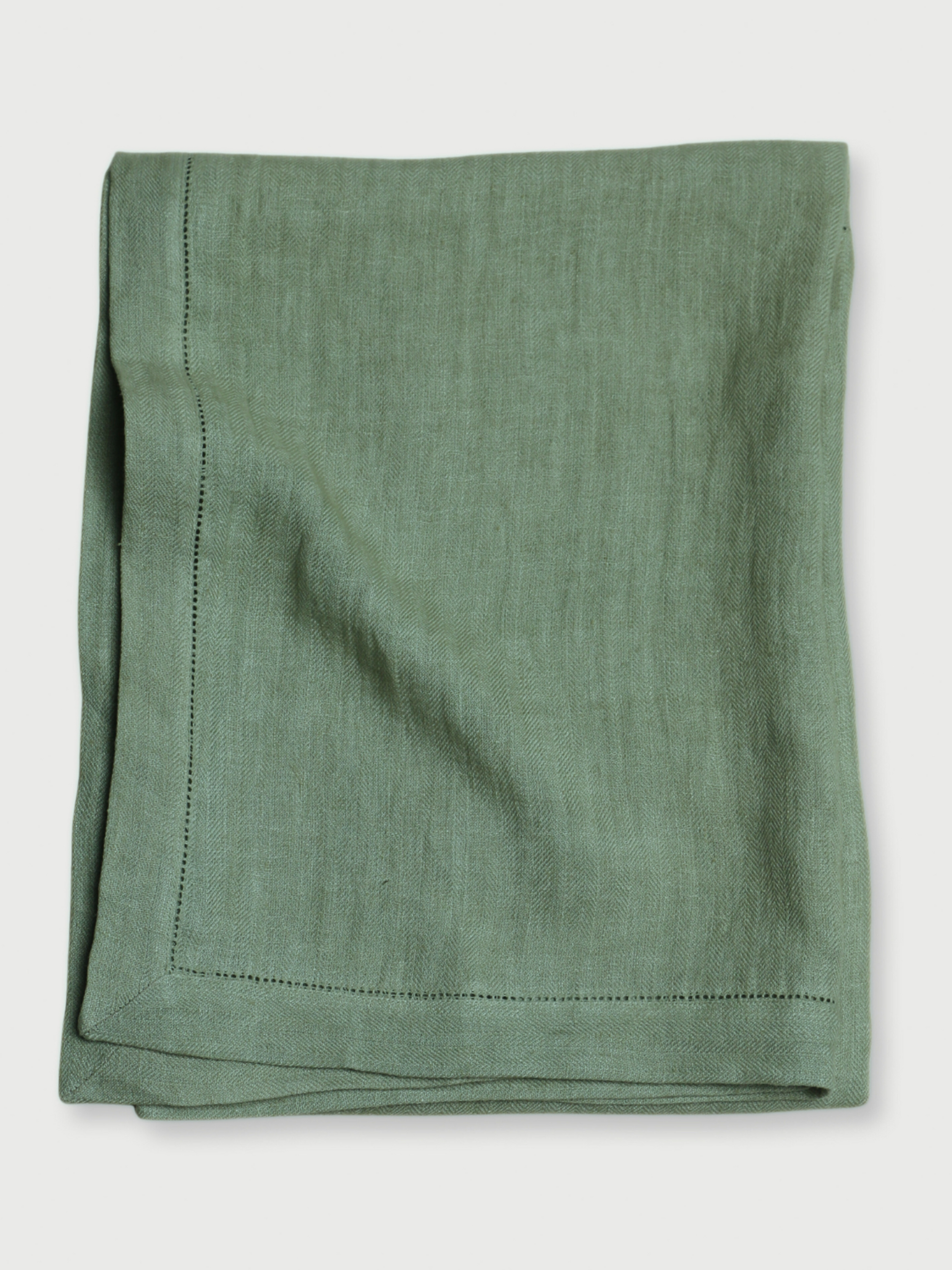 Eucalyptus Herringbone Linen Table Cover