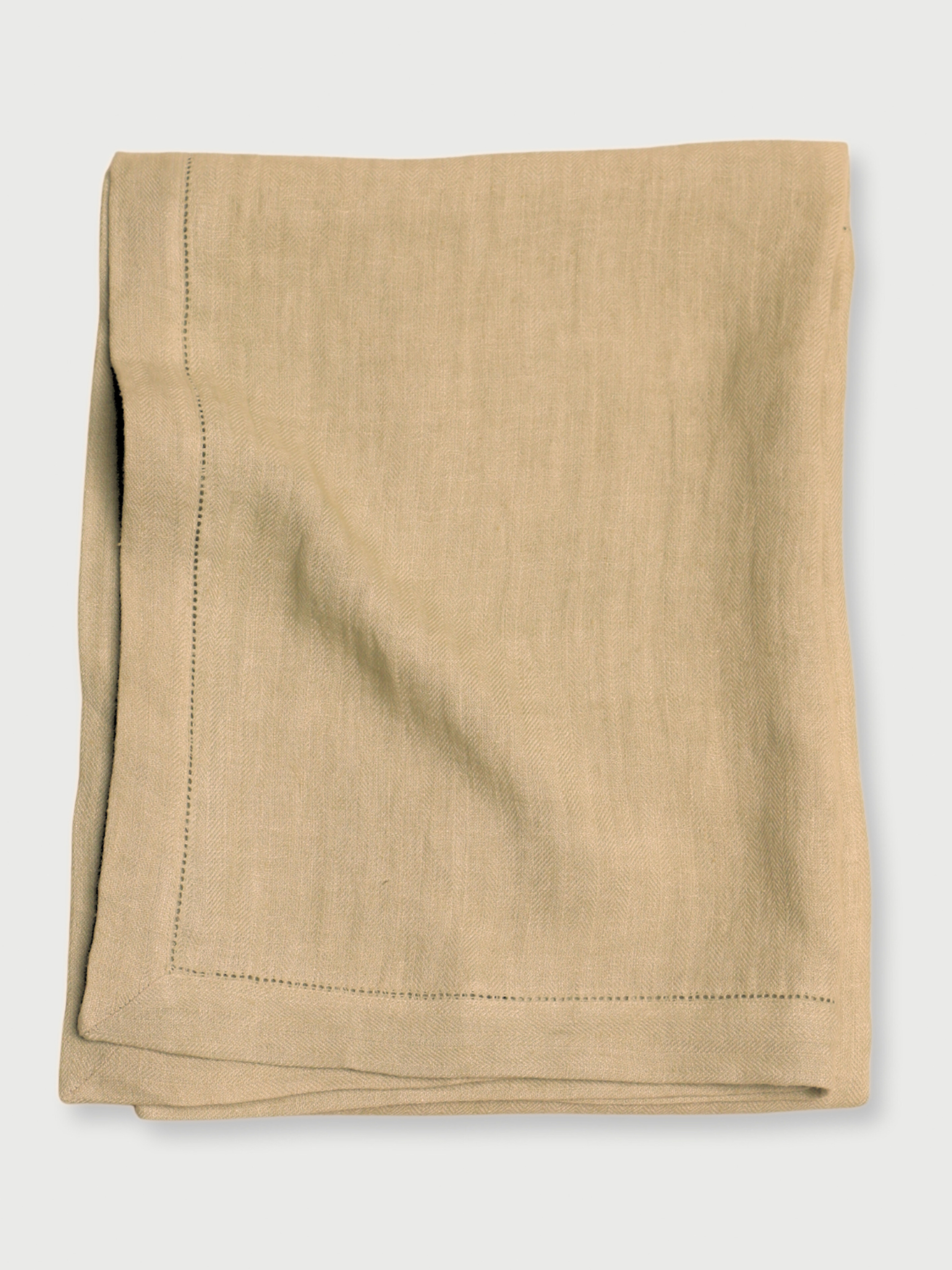 Sand Herringbone Linen Table Cover