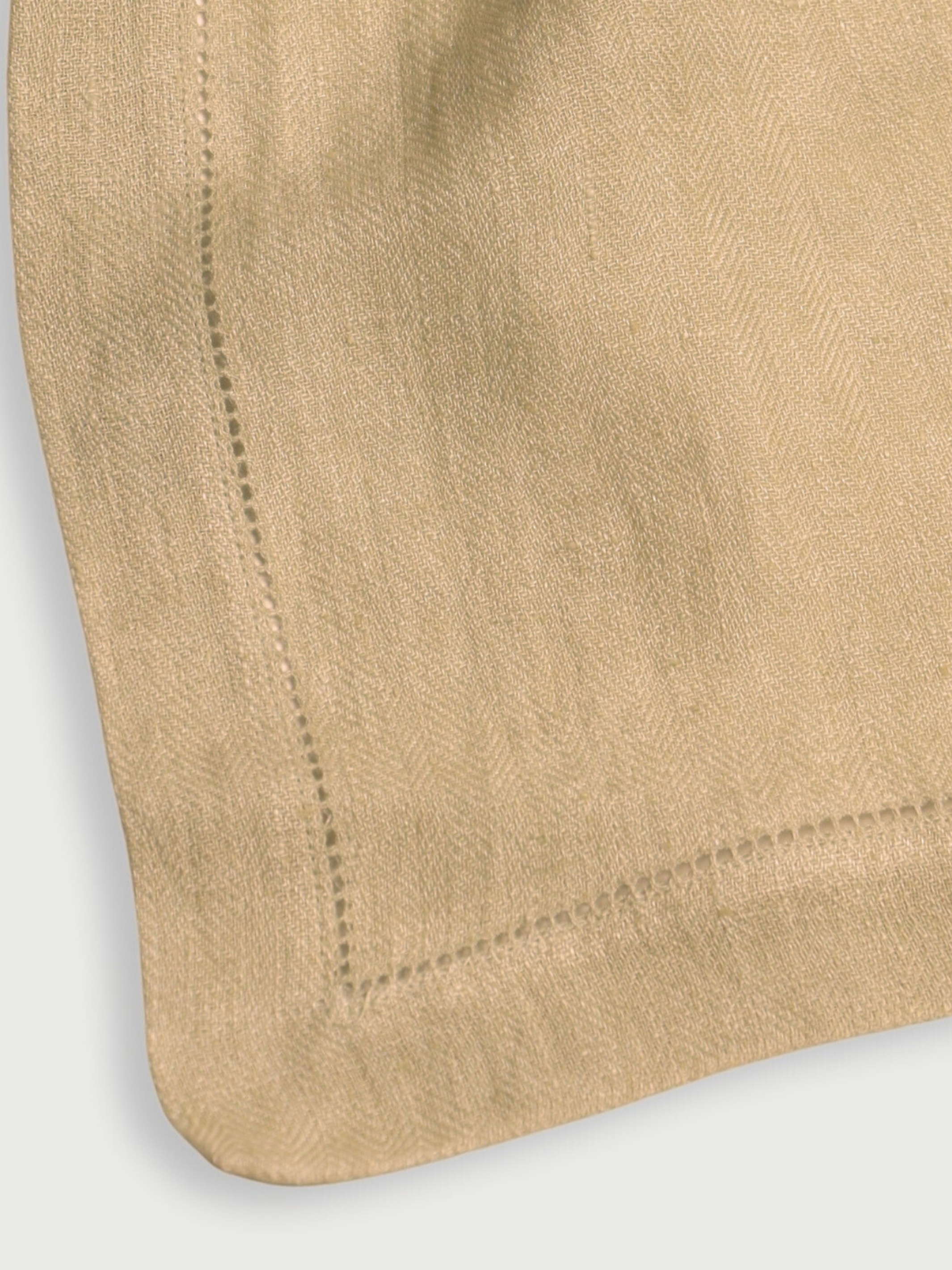 Sand Herringbone Linen Table Runner