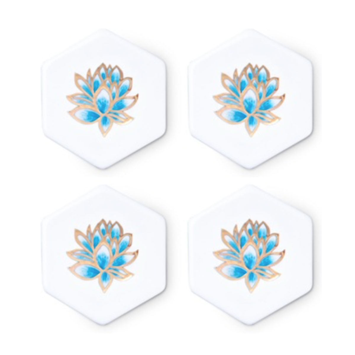 Set of 4 porcelain coasters "Lotus" - 10x9cm