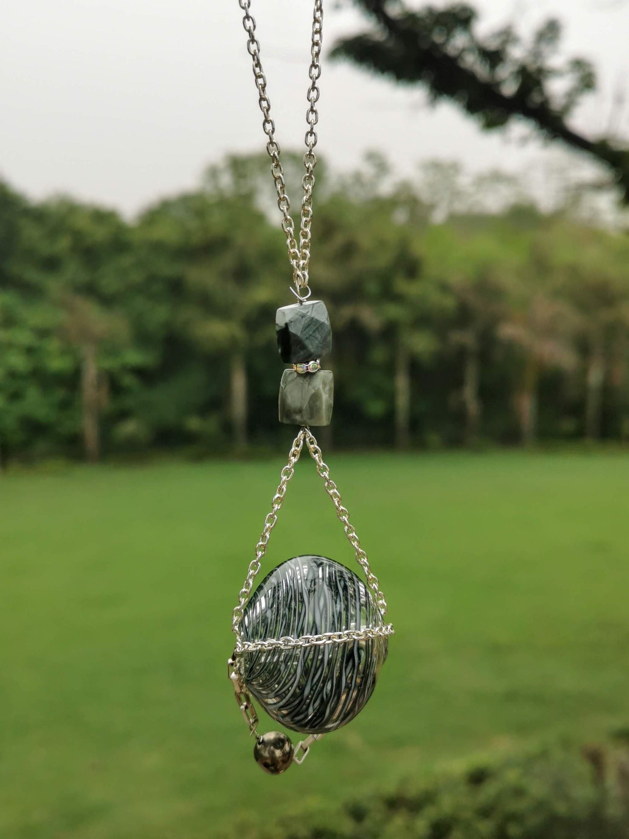 Lovers Embrace - Necklace with Cat Eye Crystal