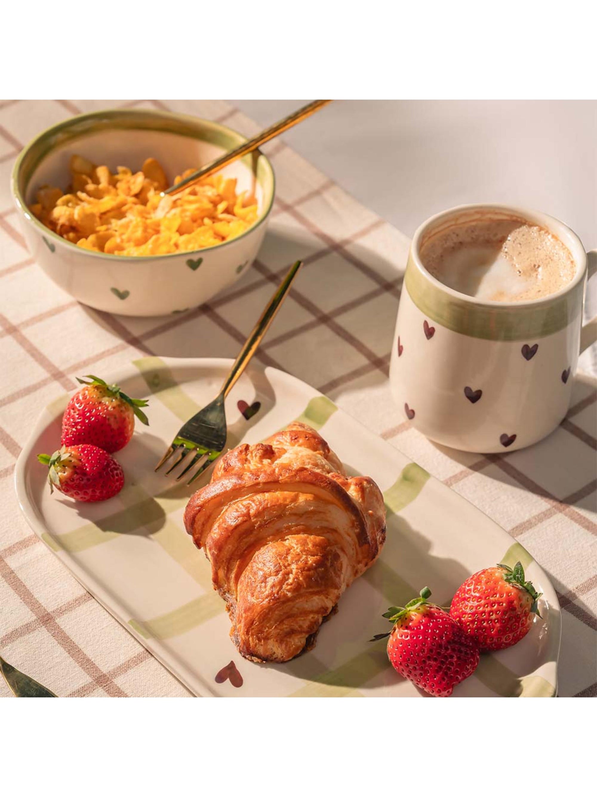 Ceramic Breakfast Set - Lovestruck Green