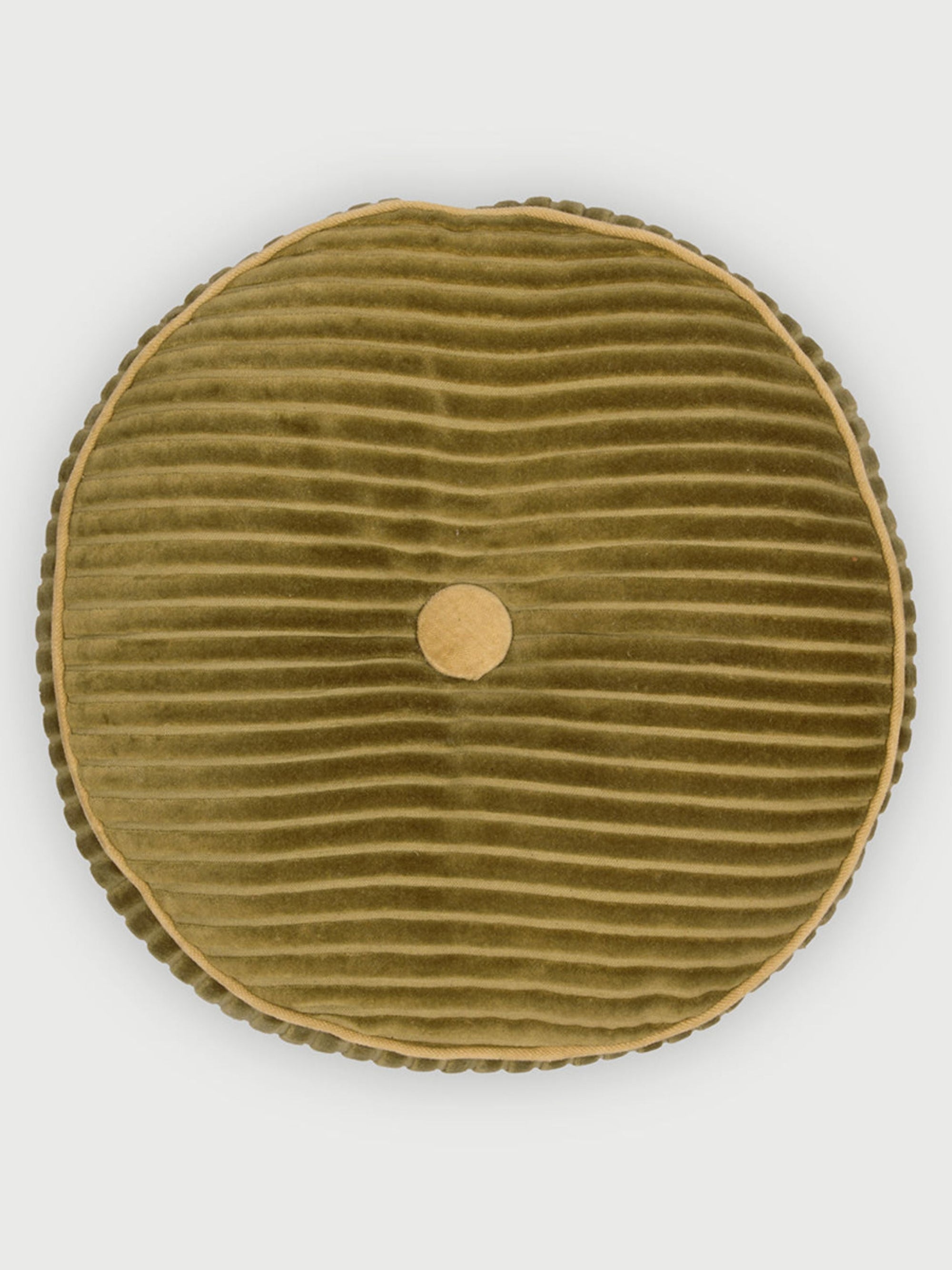 Luna Olive Velvet Round Cushion