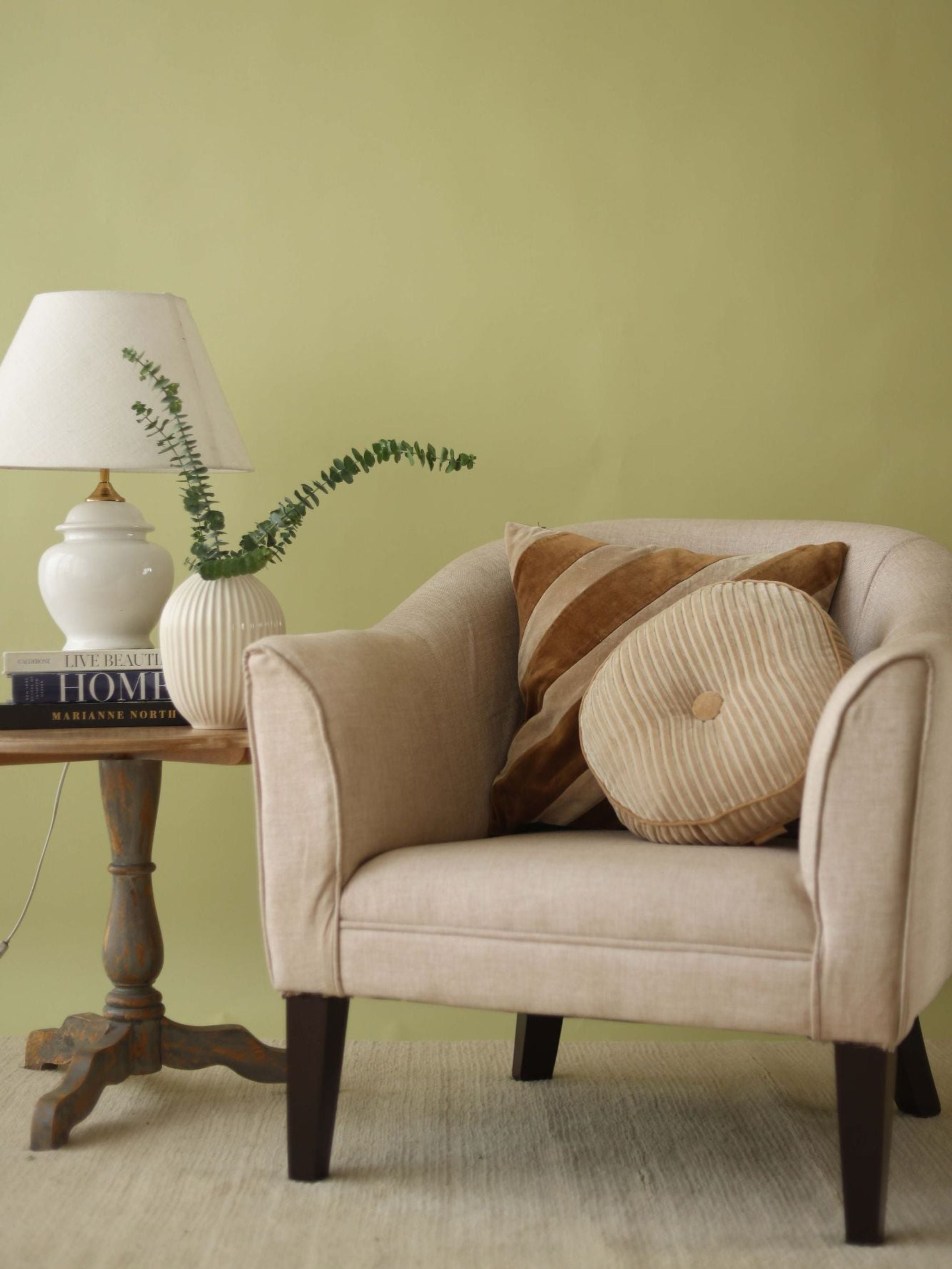 Heather Tan Brown Velvet Stripe Cushion Cover