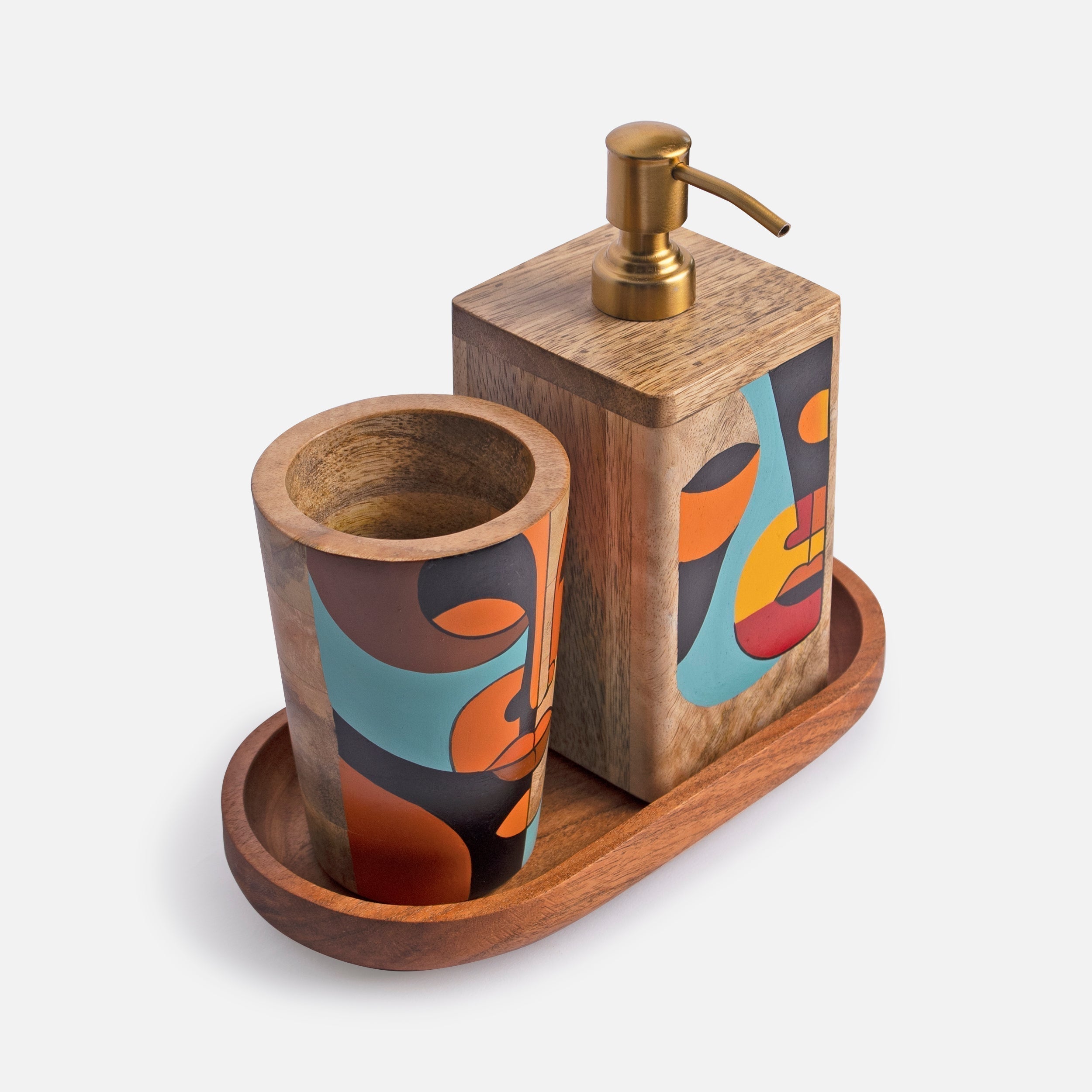 CLEO- WOODEN HAND PAINTED BATHROOM SET