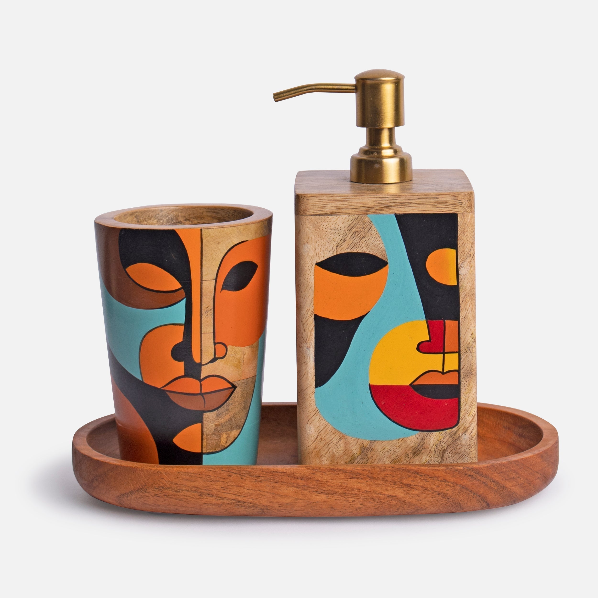 CLEO- WOODEN HAND PAINTED BATHROOM SET