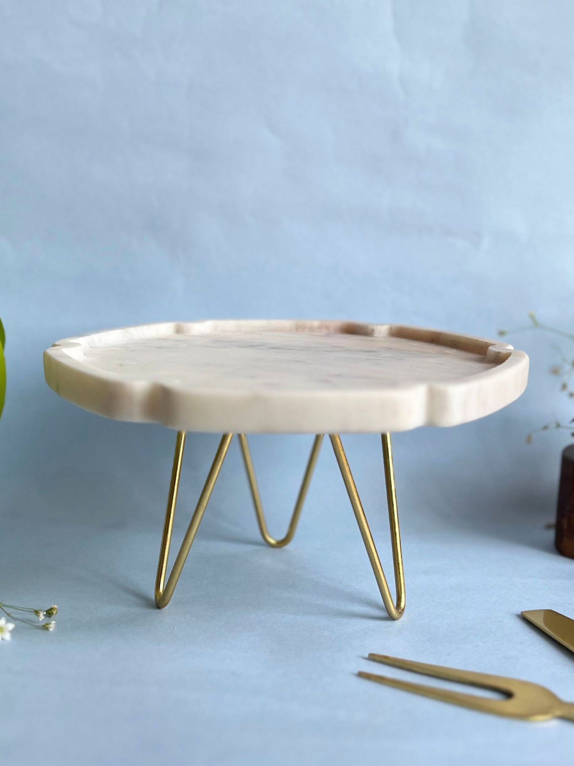 Marble Cake Stand 8 Inch Hexagon Shape