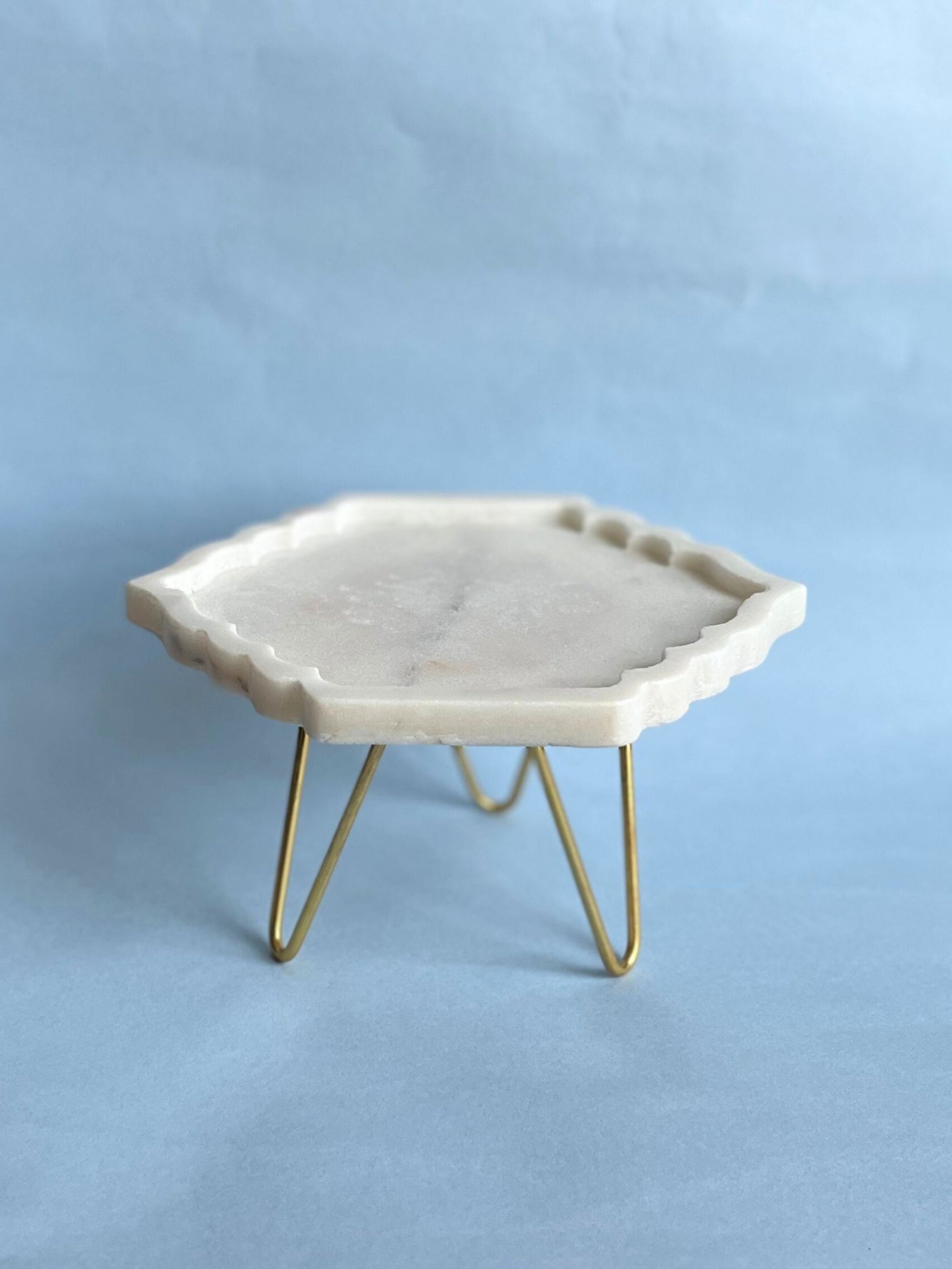 Marble Cake Stand 8 Inch - Hexagonal Leaf Shape