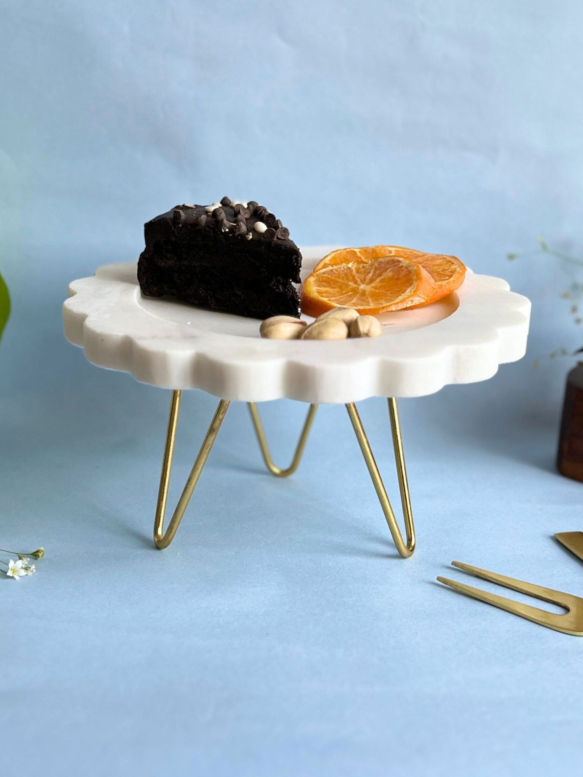 Marble Pastry Stand 8 Inch Round Sunflower Shape Cake Stand