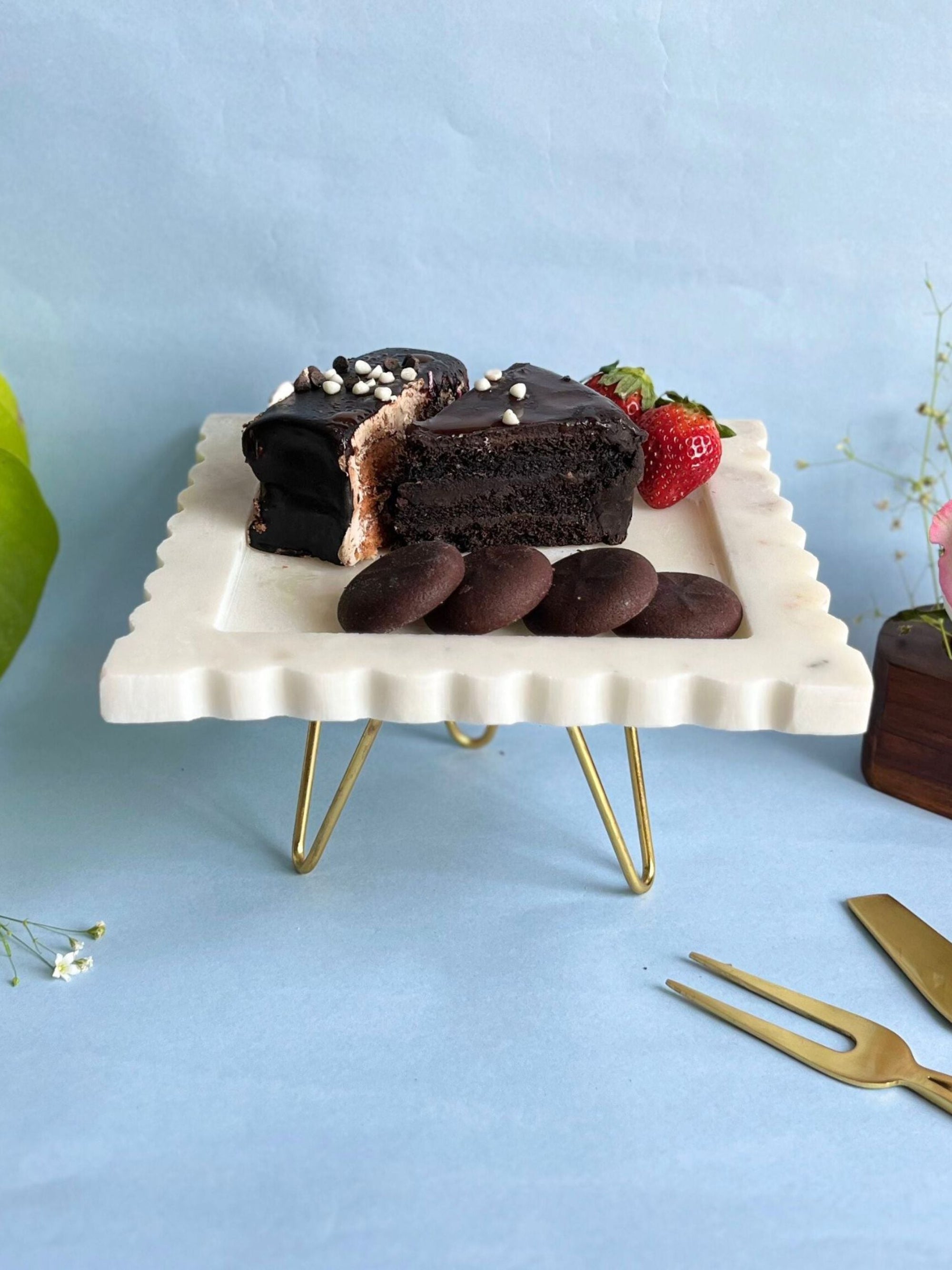 Marble Cake Stand 8 Inch - Square Shape