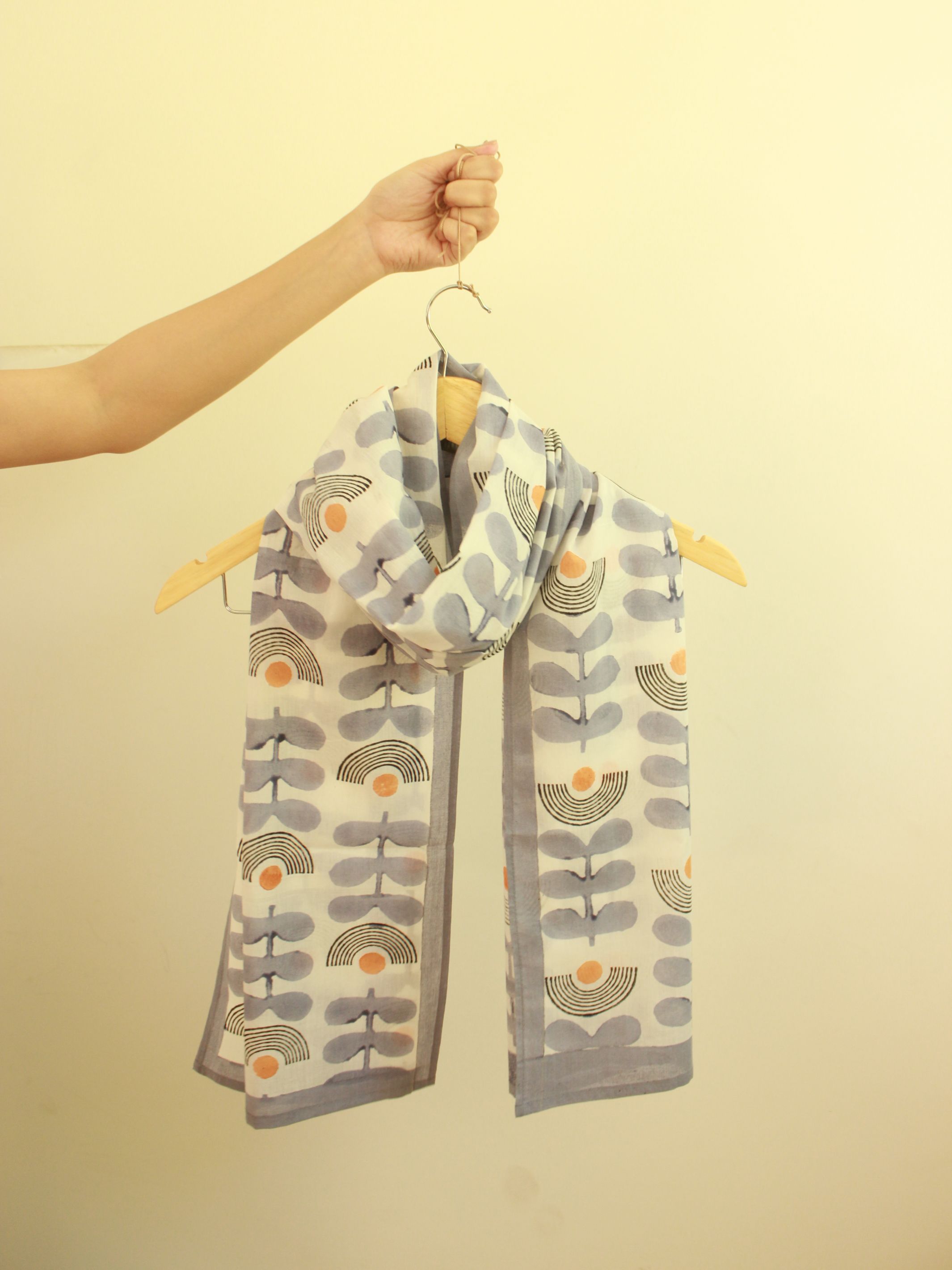 Cotton Scarf Stole - Mid Modern Floral