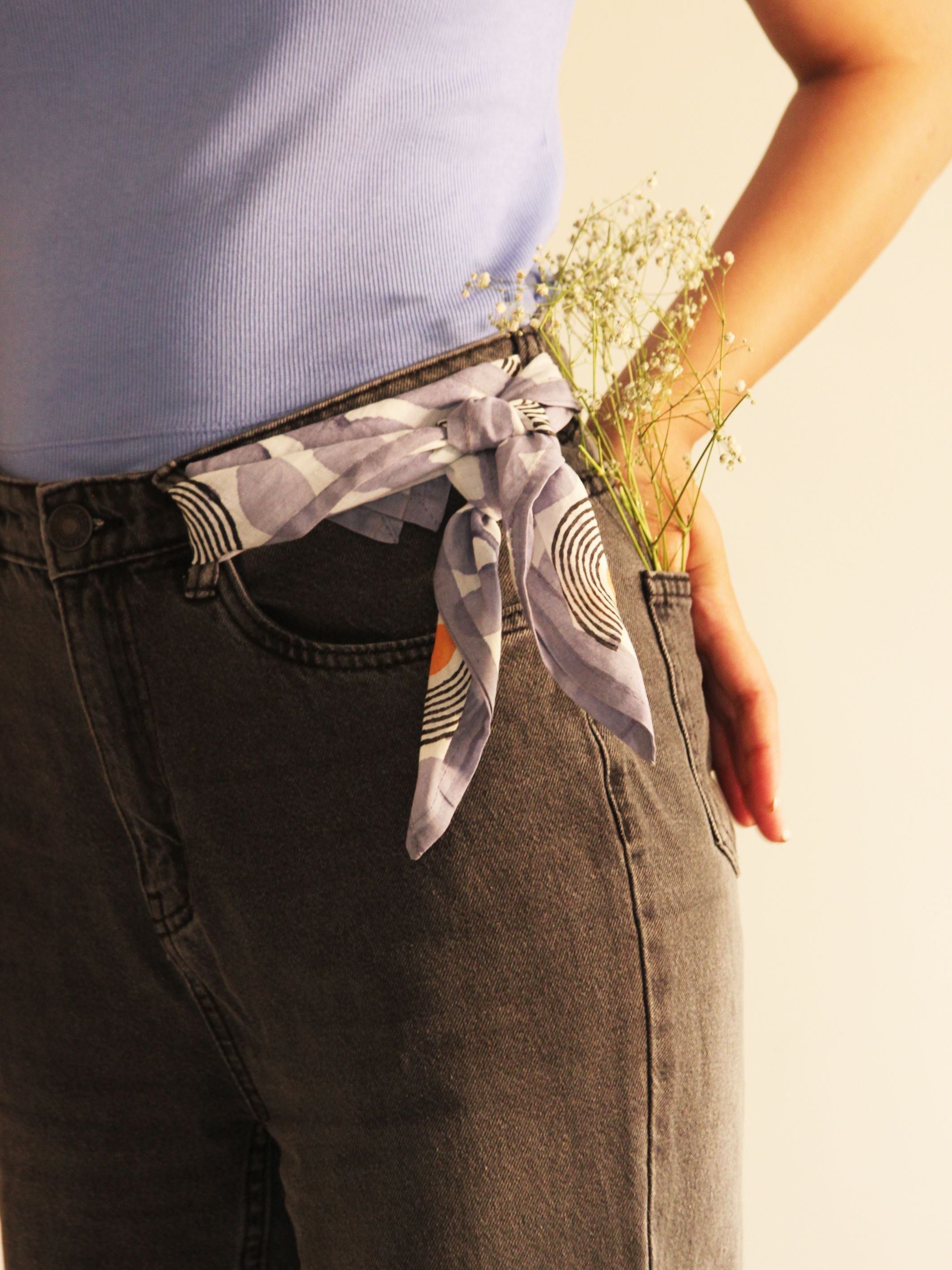 Cotton Square Scarf - Mid Modern Floral