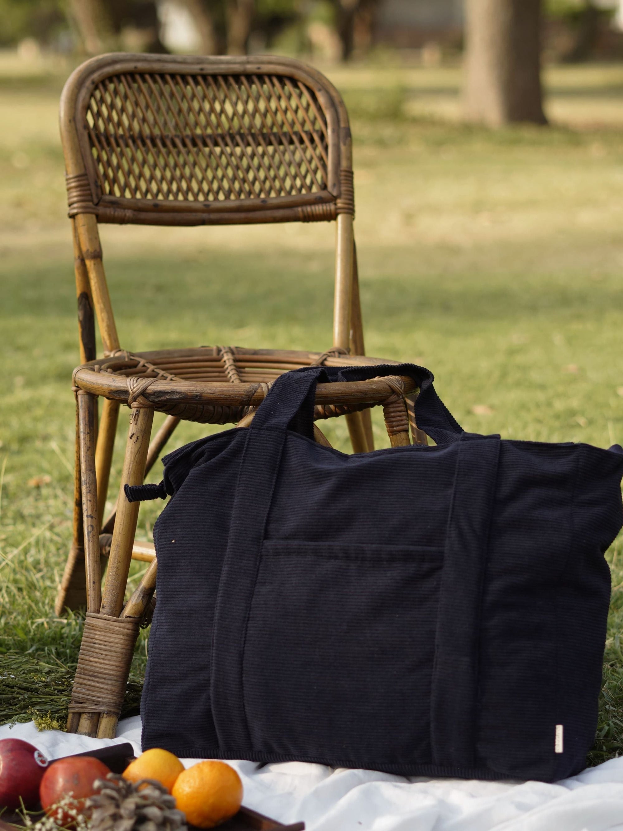 Minimalist Corduroy Shoppers Tote - Midnight Sky