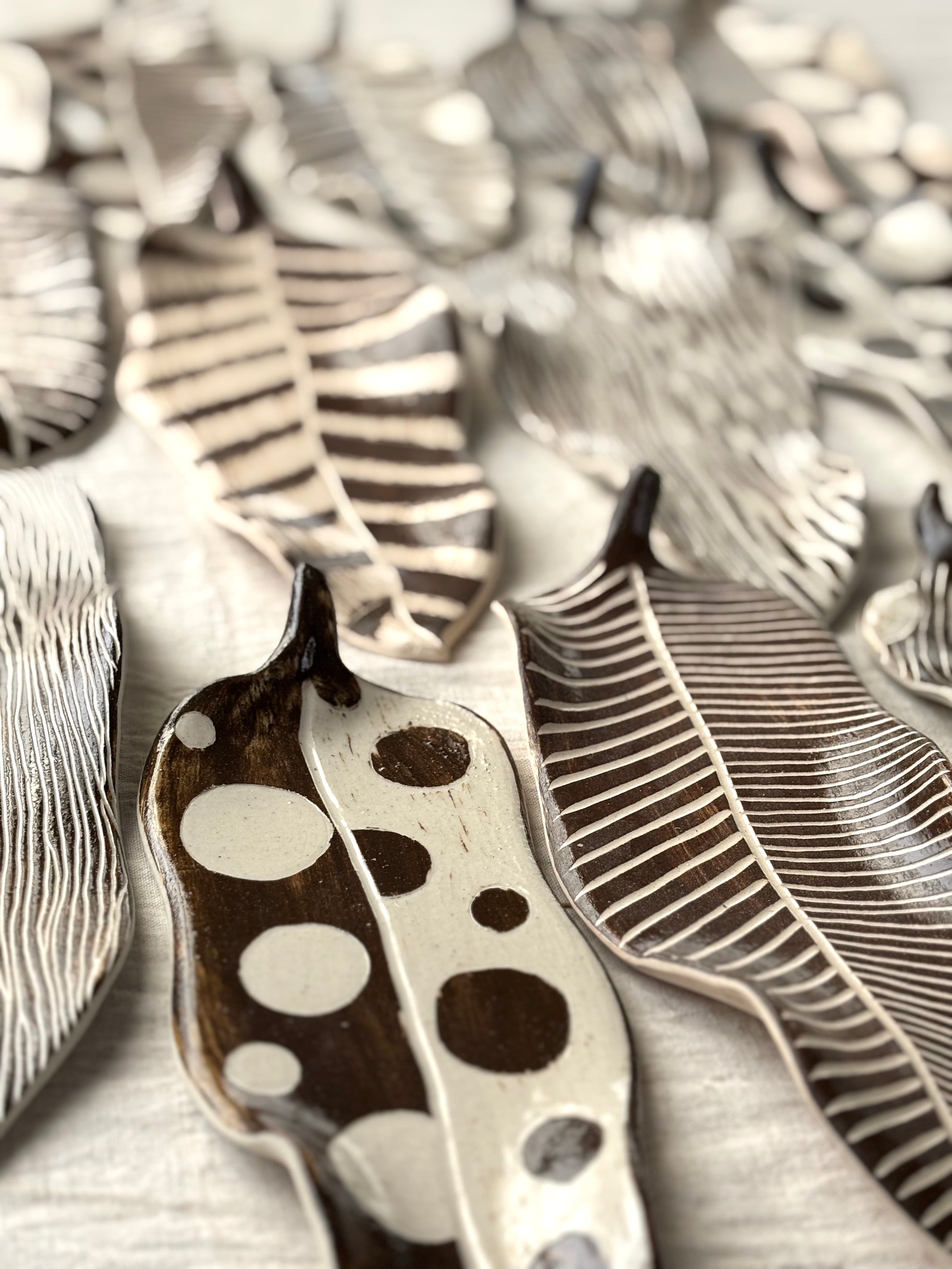 Monochrome Poems - Set Of 3 wall leaves