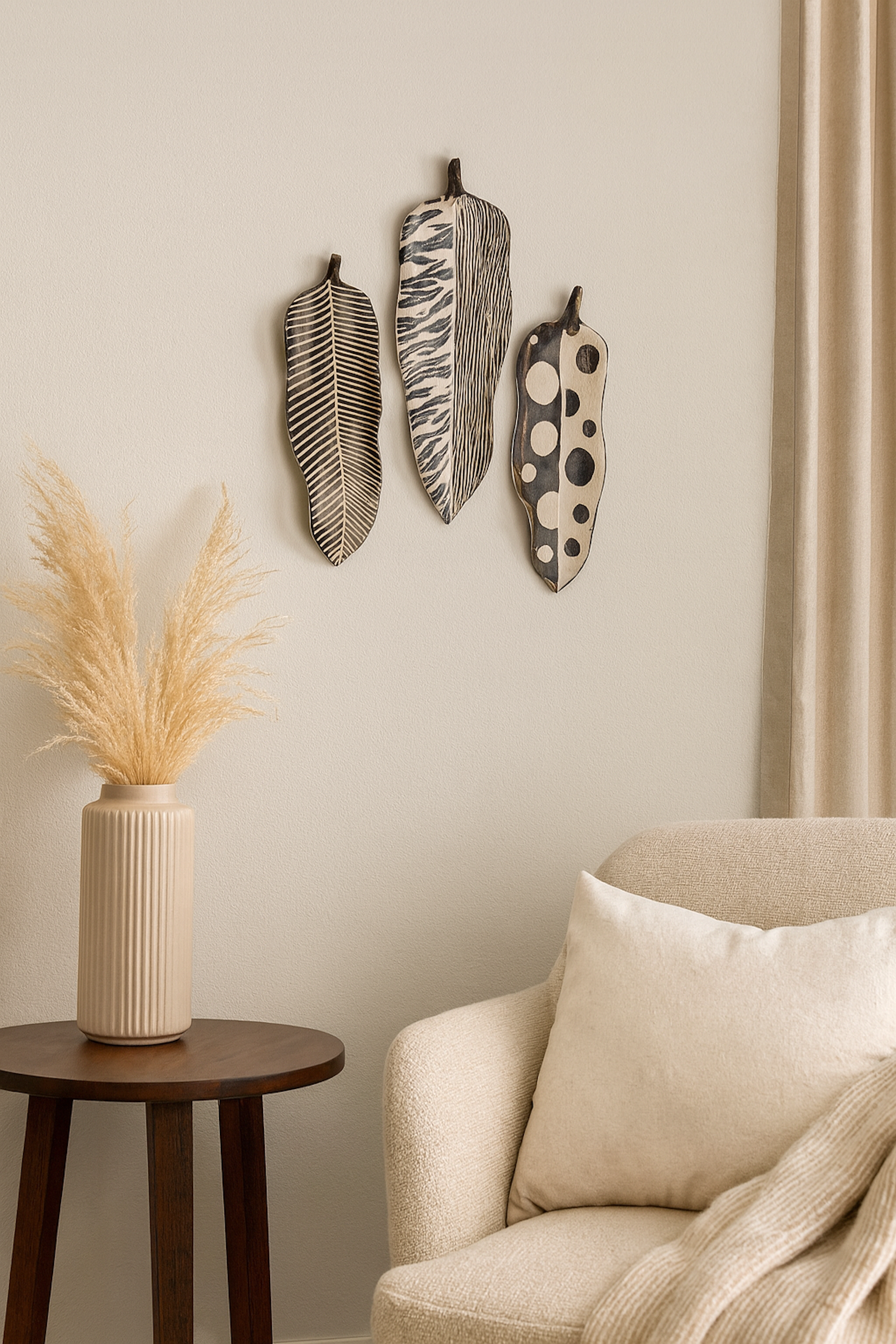 Monochrome Poems - Set Of 3 wall leaves