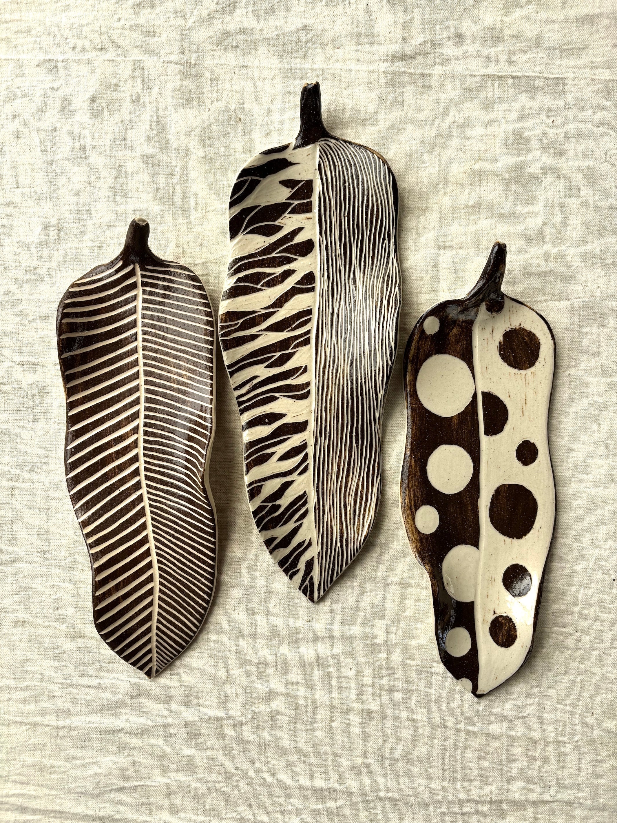 Monochrome Poems - Set Of 3 wall leaves