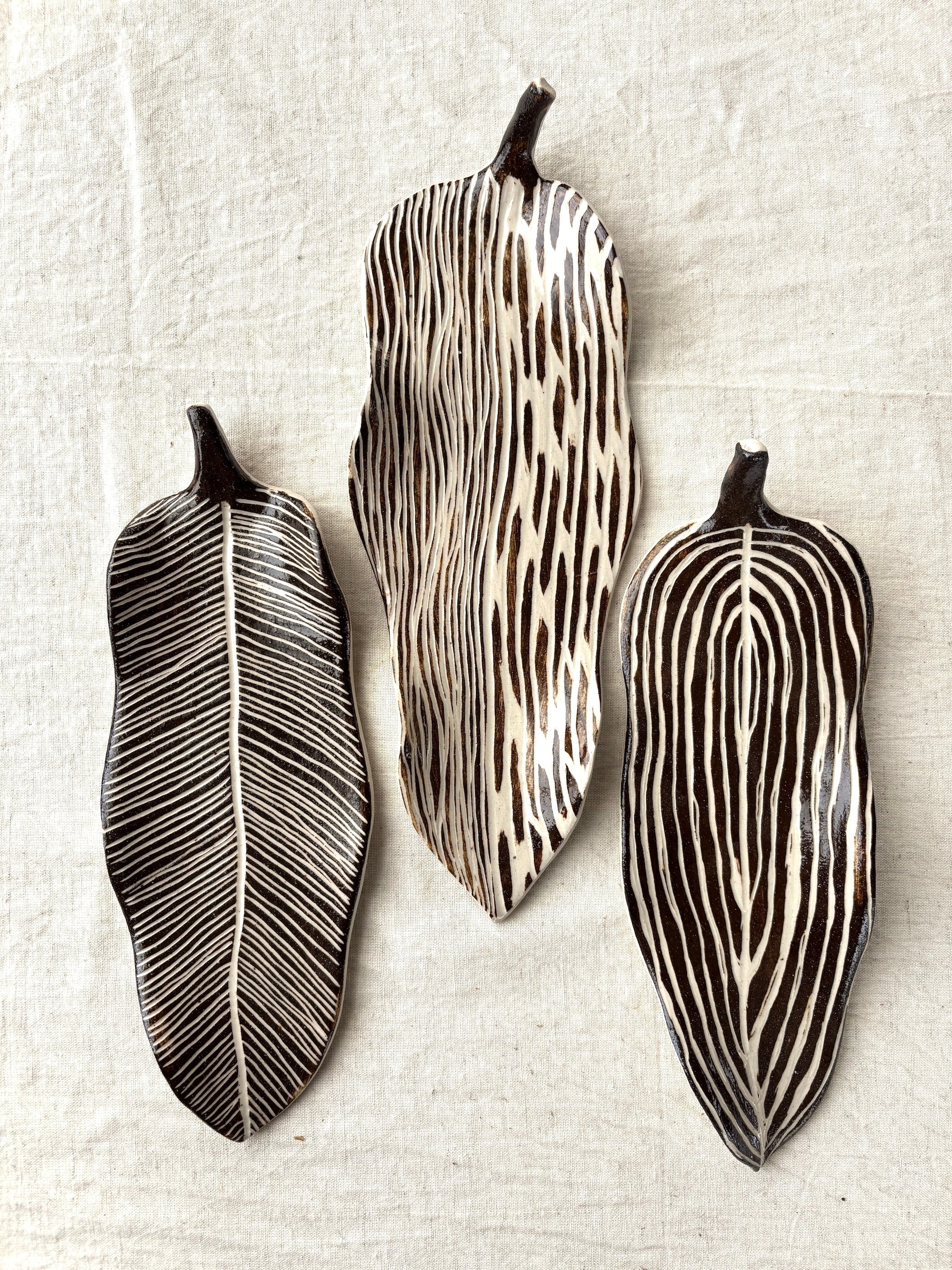 Monochrome Poems - Set Of 3 wall leaves