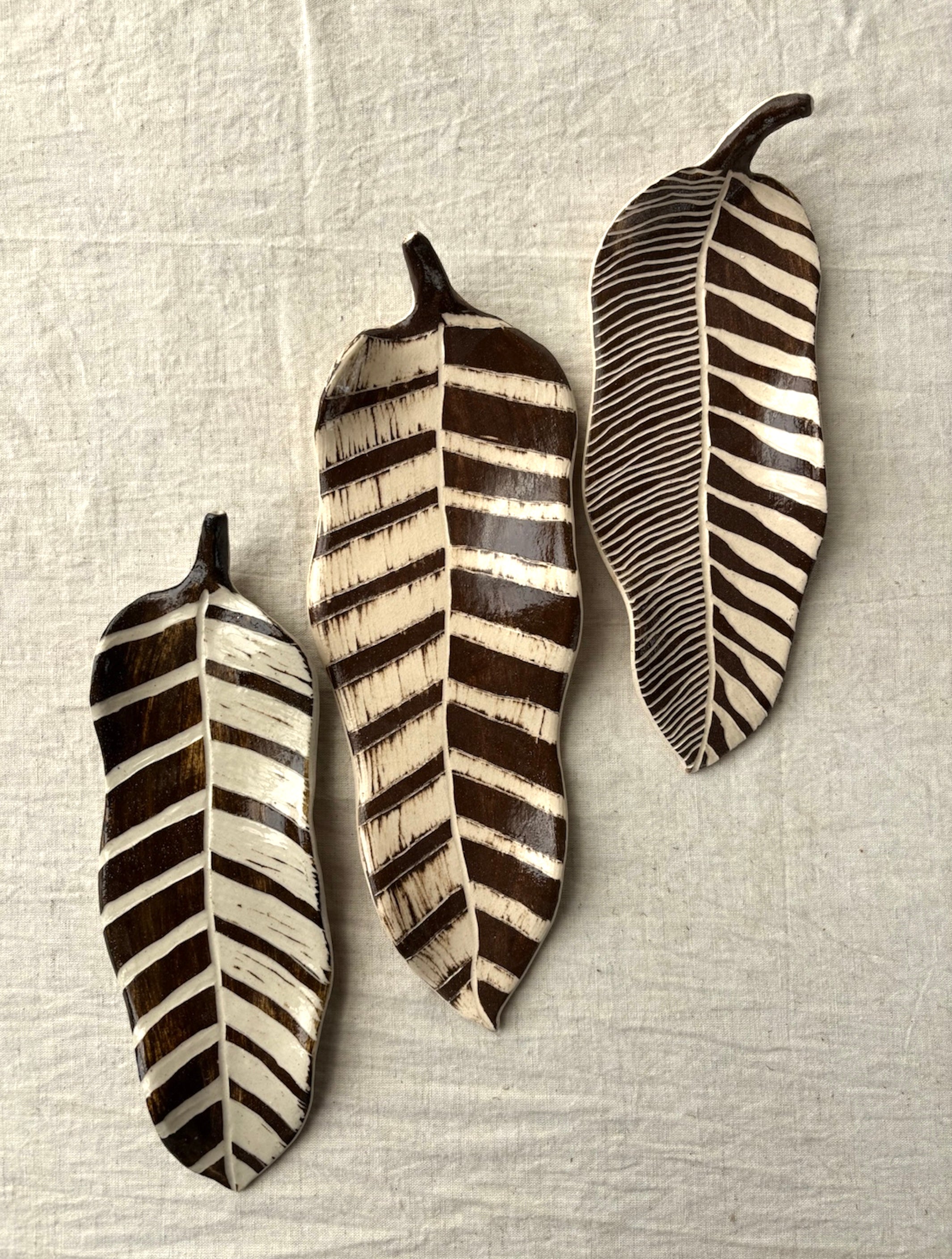 Monochrome Poems - Set Of 3 wall leaves