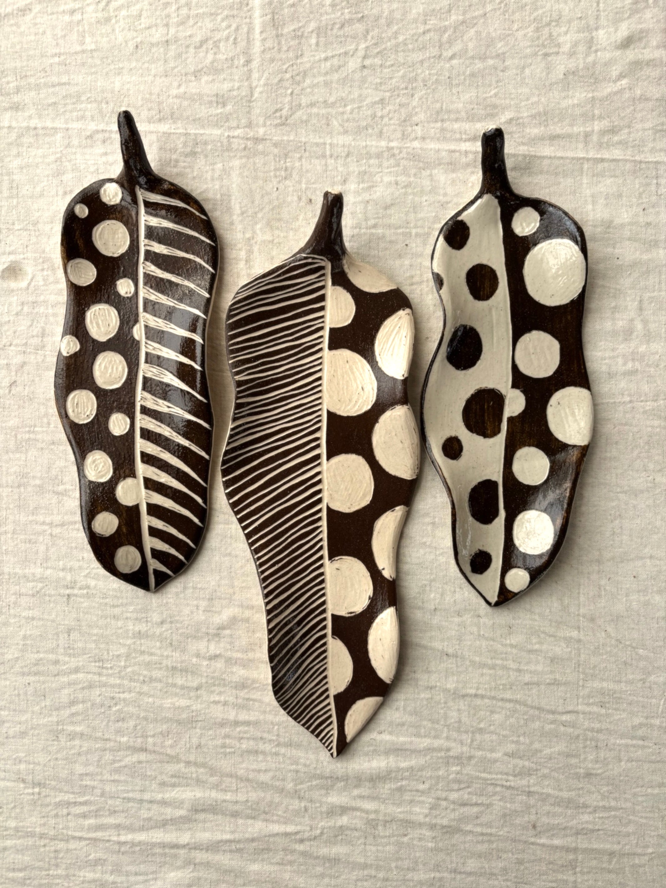 Monochrome Poems - Set Of 3 wall leaves