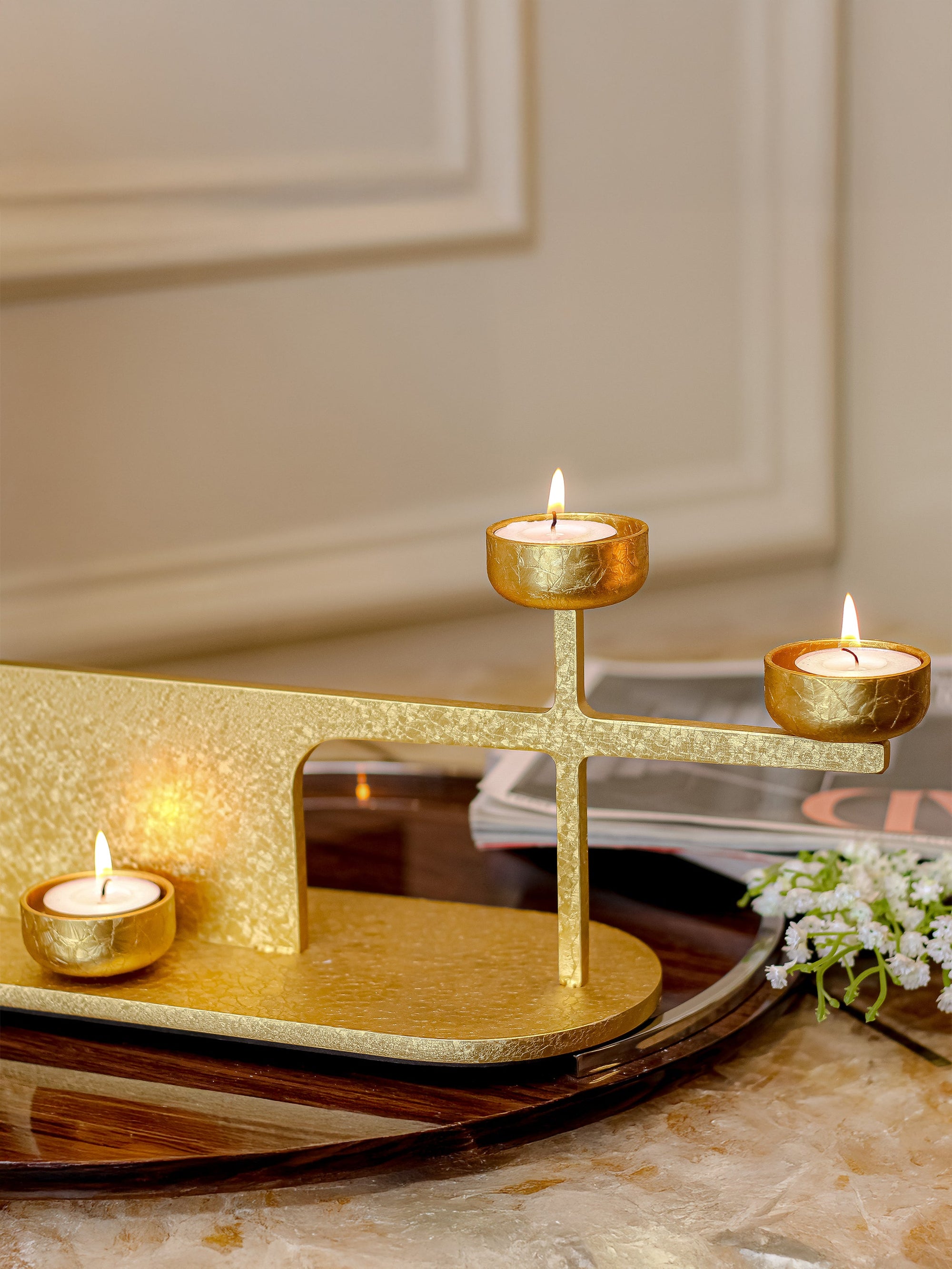 Moonlit Gold Candle Stand