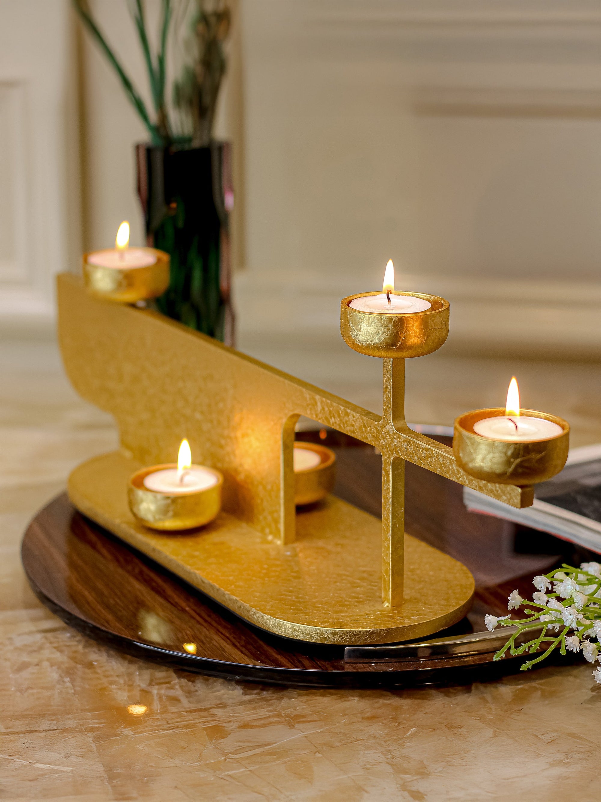 Moonlit Gold Candle Stand