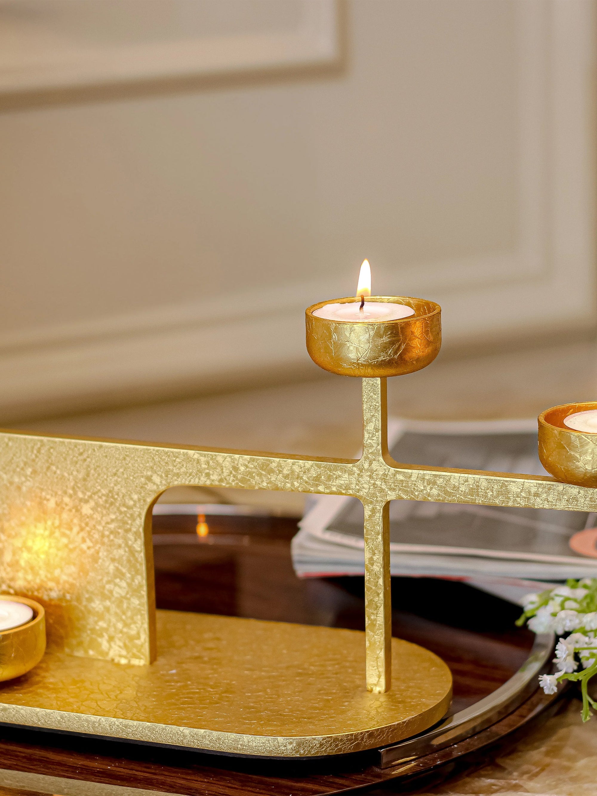 Moonlit Gold Candle Stand