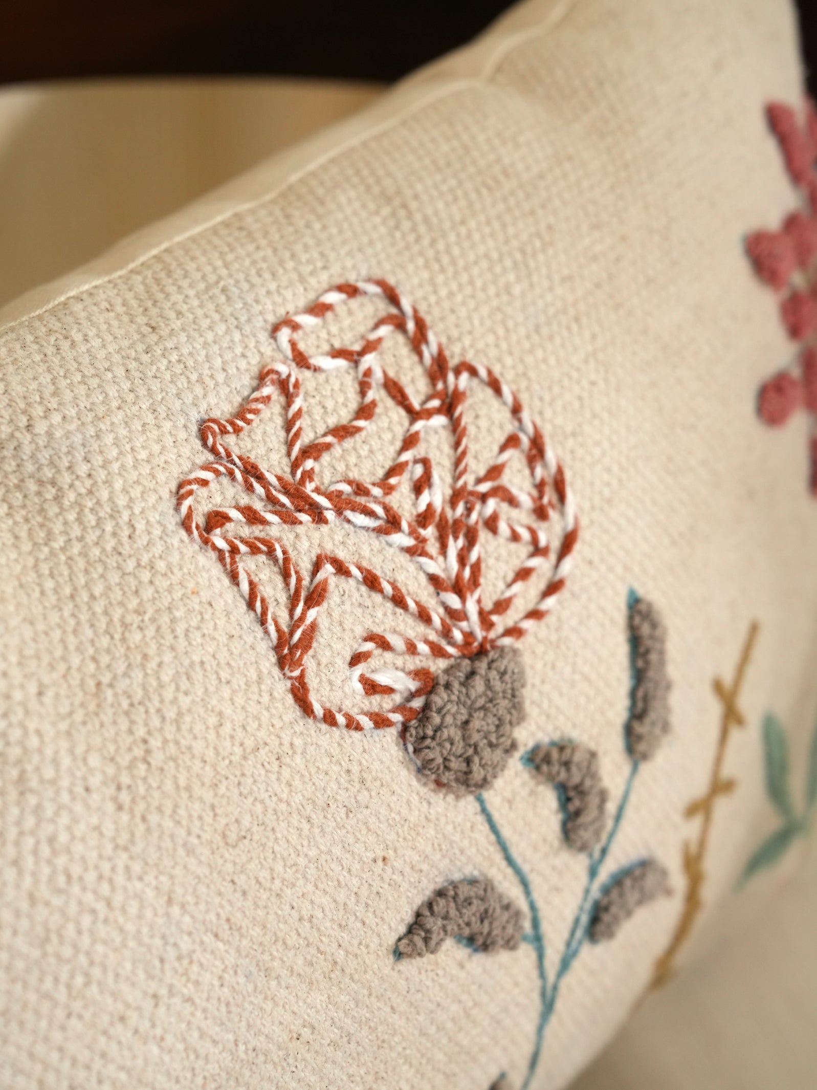 Floral Play Embroidered Pillow Cover