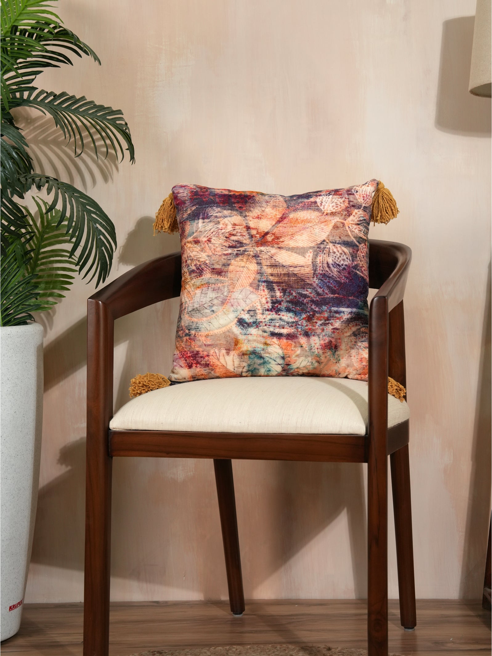 Floral Finesse Velvet Cushion Cover