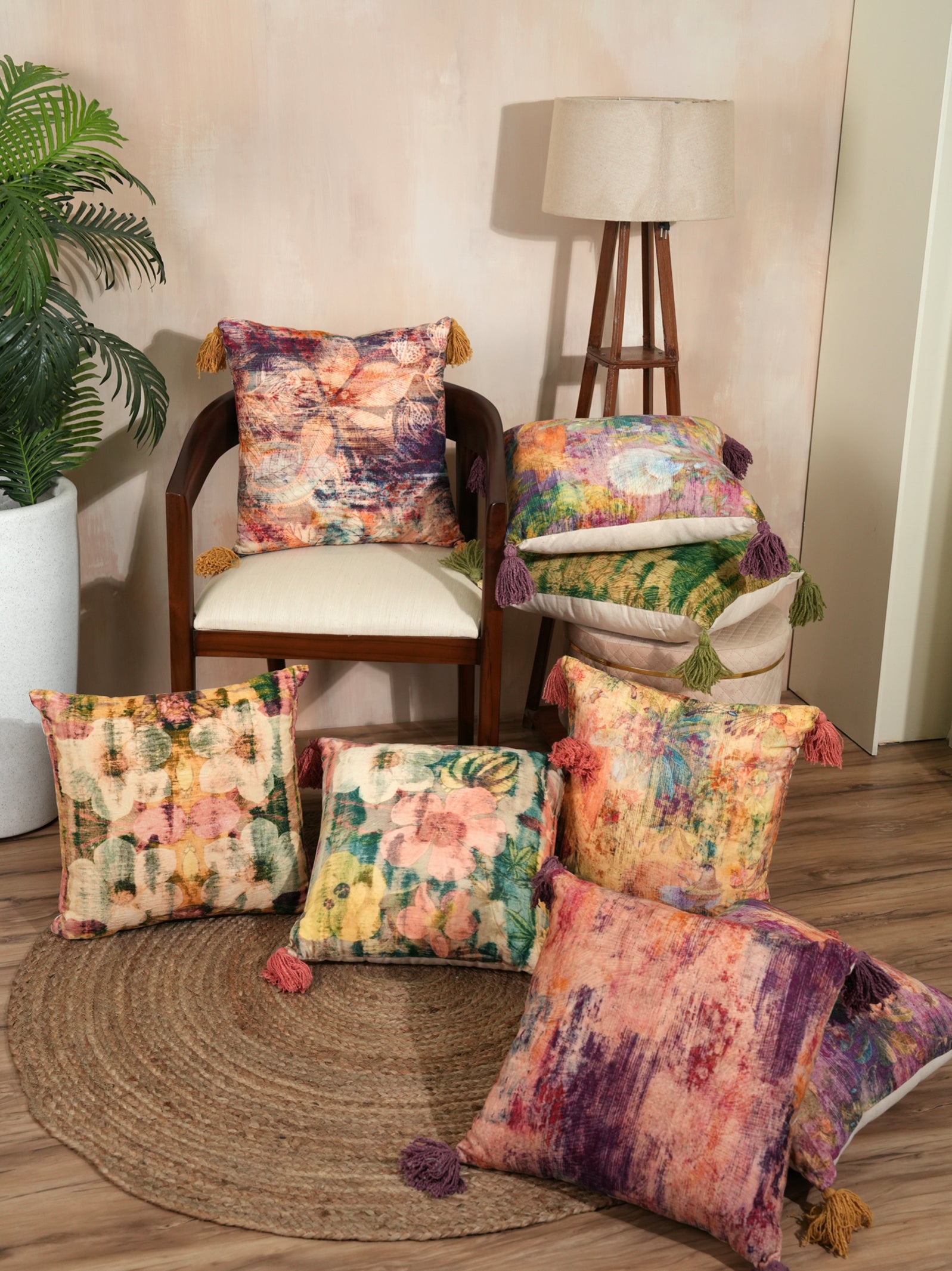 Regal Bloom Velvet Cushion Cover