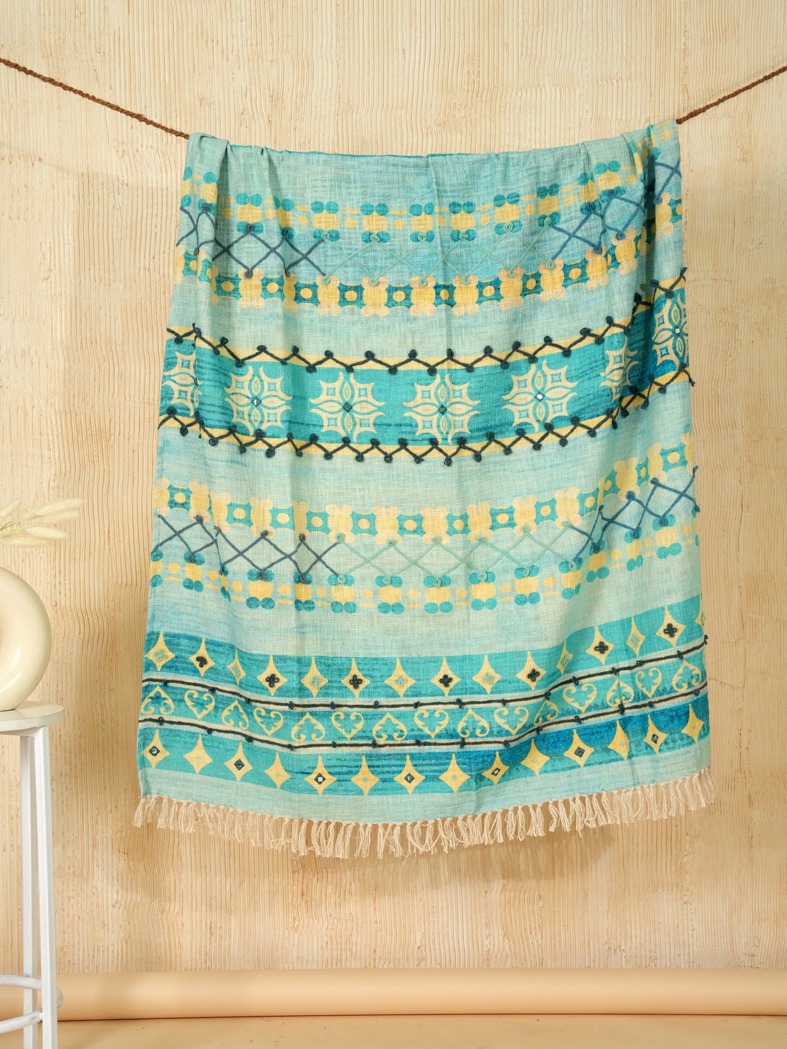 Sunset Bloom Embroidered Throw
