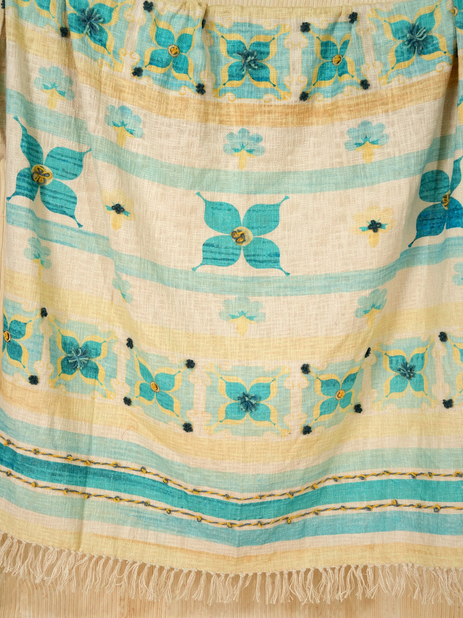 Saffron Serenity Embroidred Throw