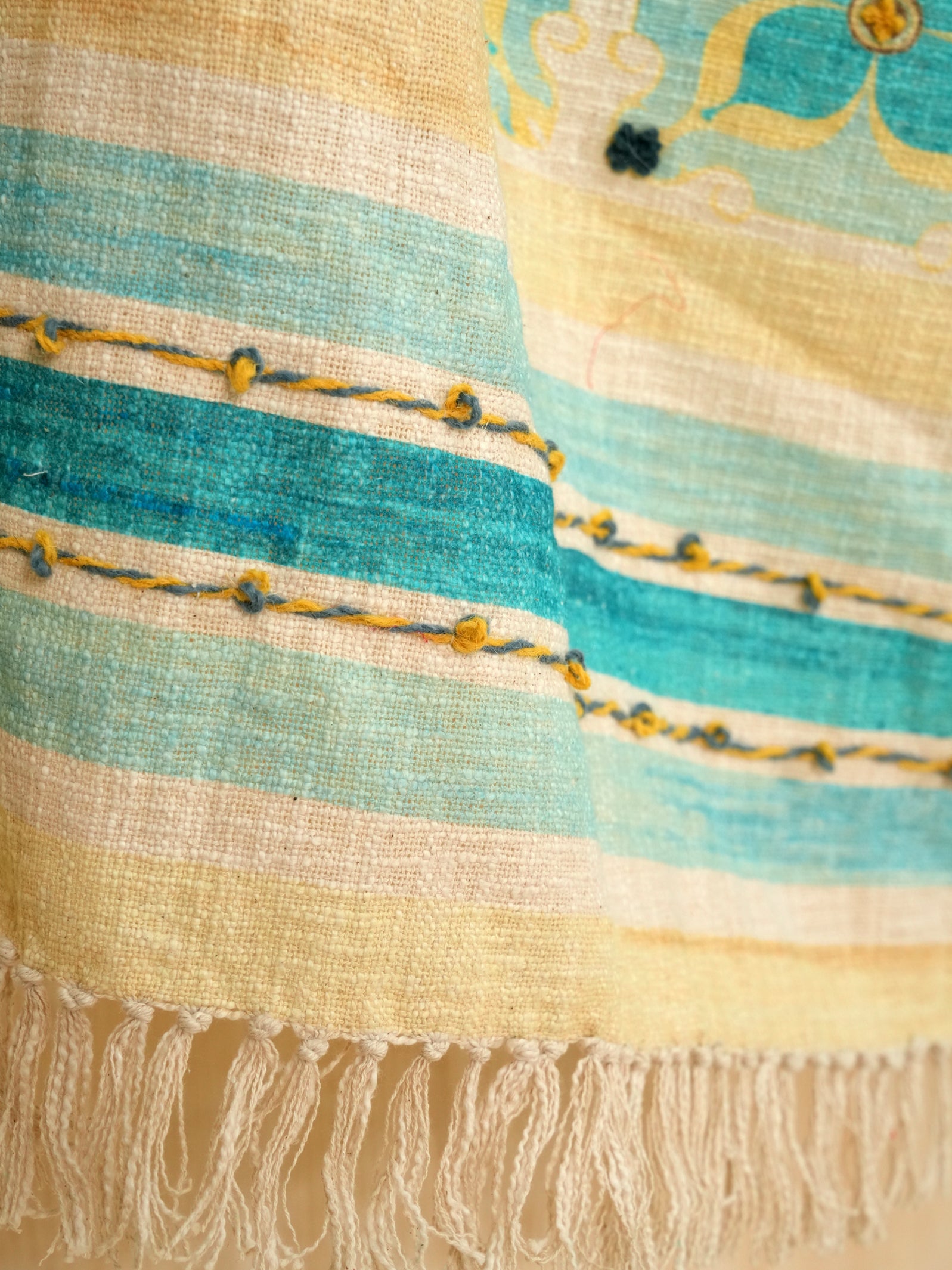 Saffron Serenity Embroidred Throw
