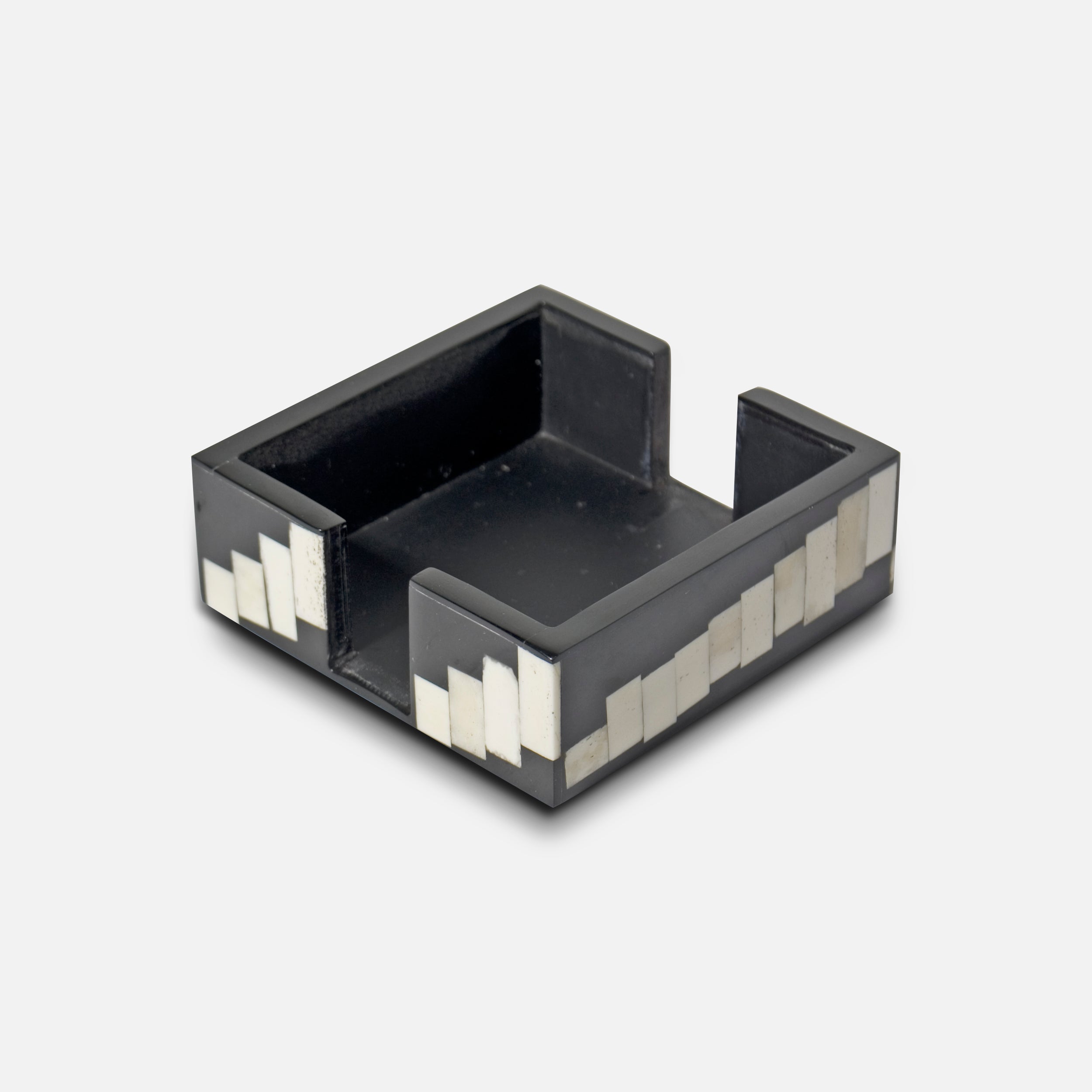 MONCHROME - WOOD INLAY BLACK IVORY COASTER SET OF 4