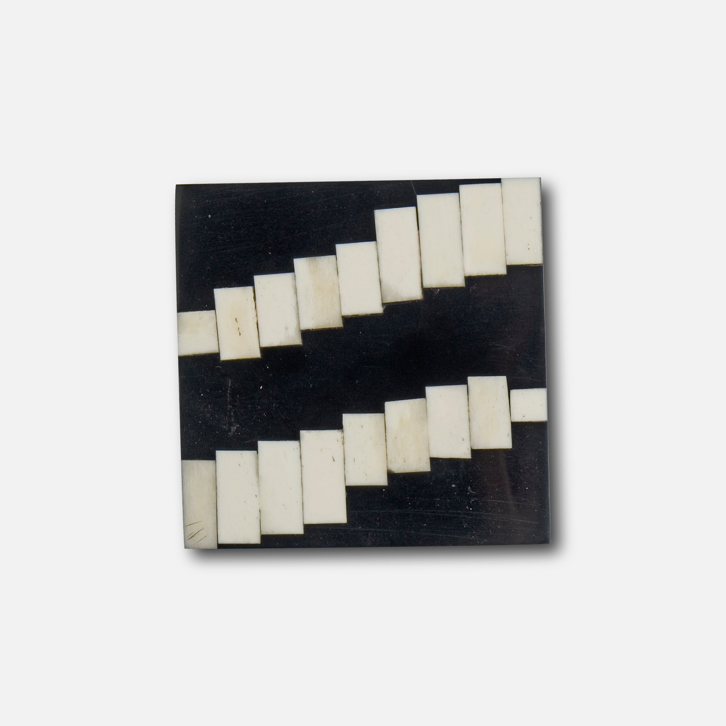 MONCHROME - WOOD INLAY BLACK IVORY COASTER SET OF 4