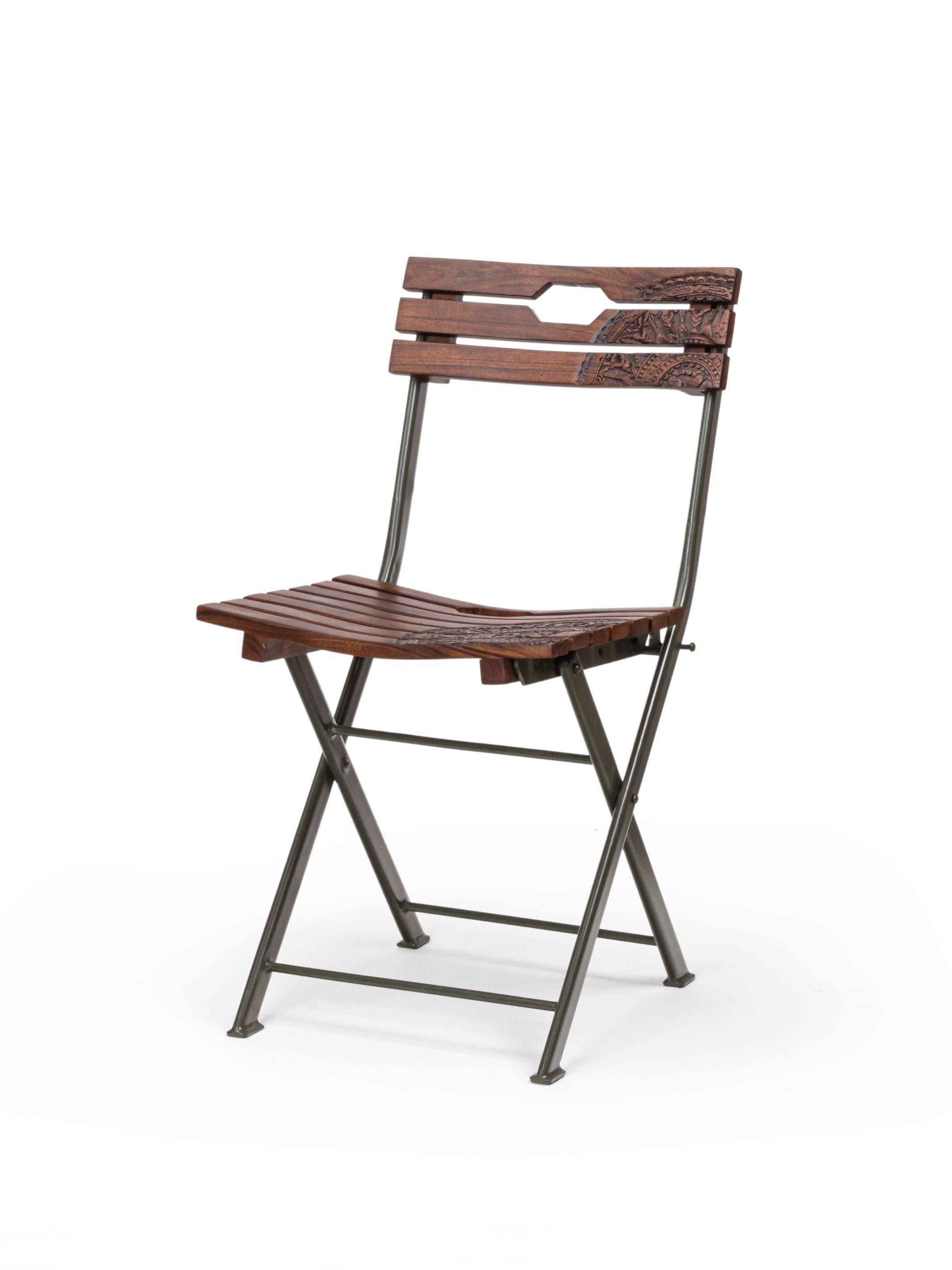 Solid Wood Nakashidar Kursi - Metal Legs