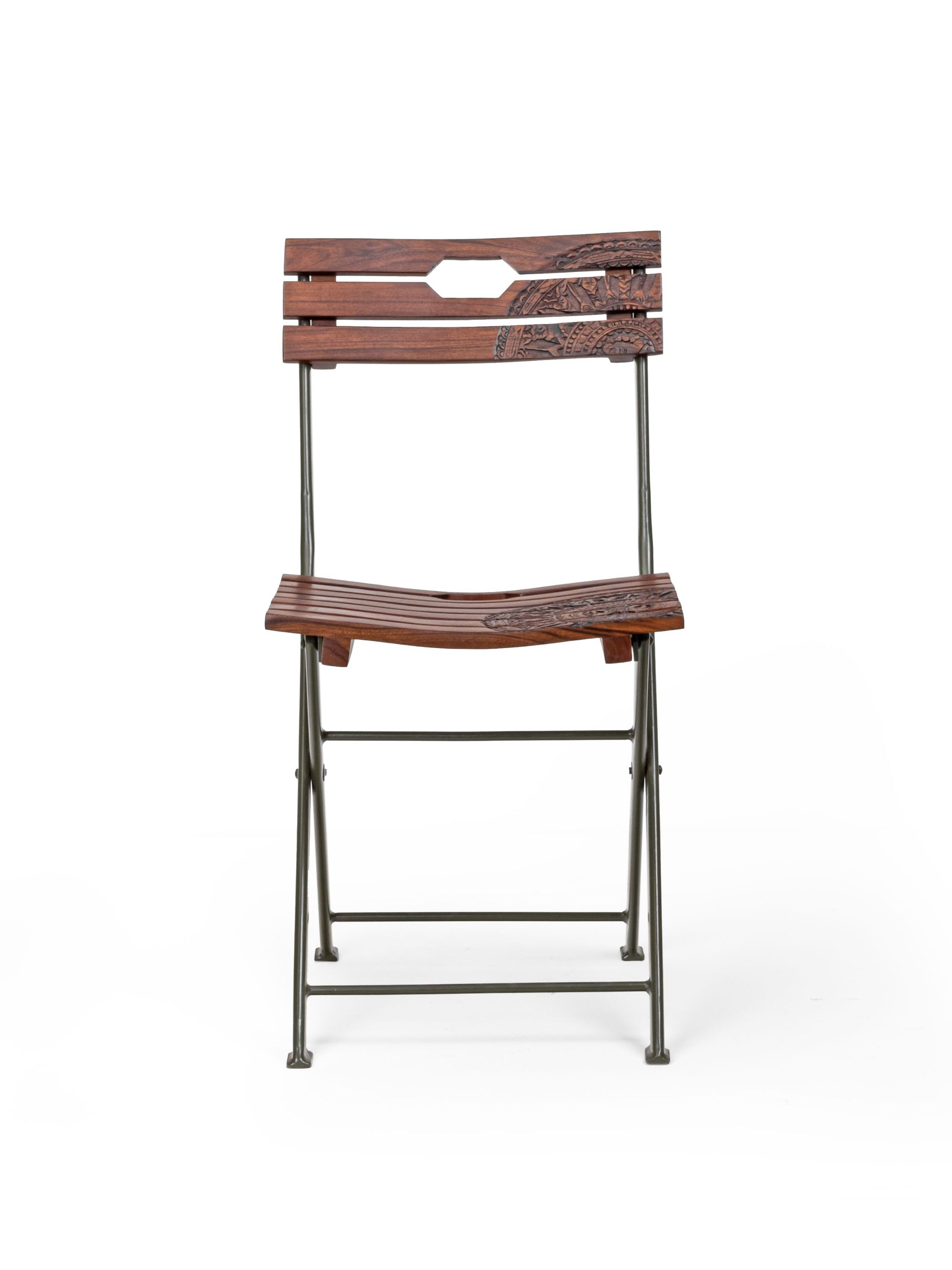 Solid Wood Nakashidar Kursi - Metal Legs