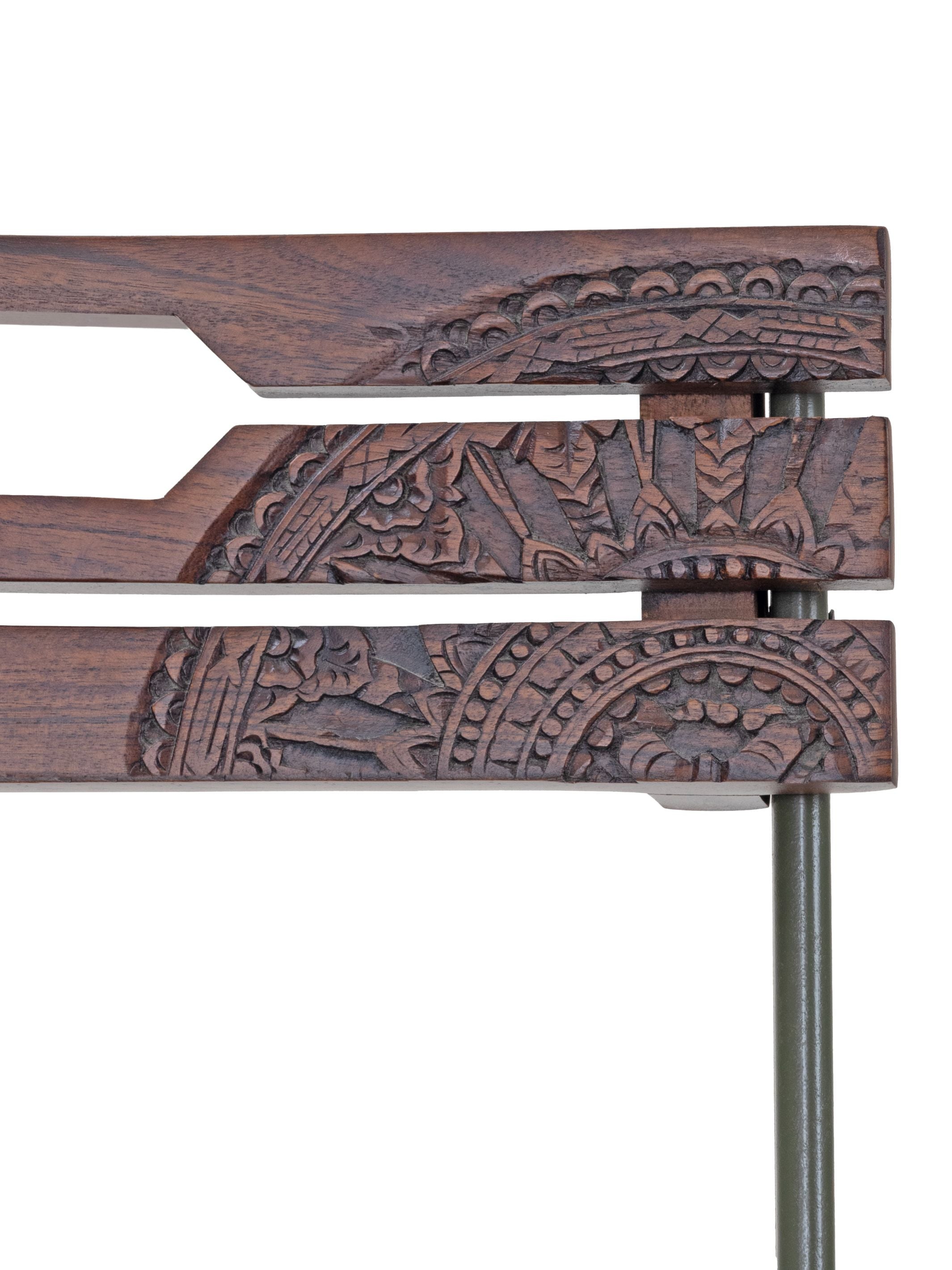 Solid Wood Nakashidar Kursi - Metal Legs