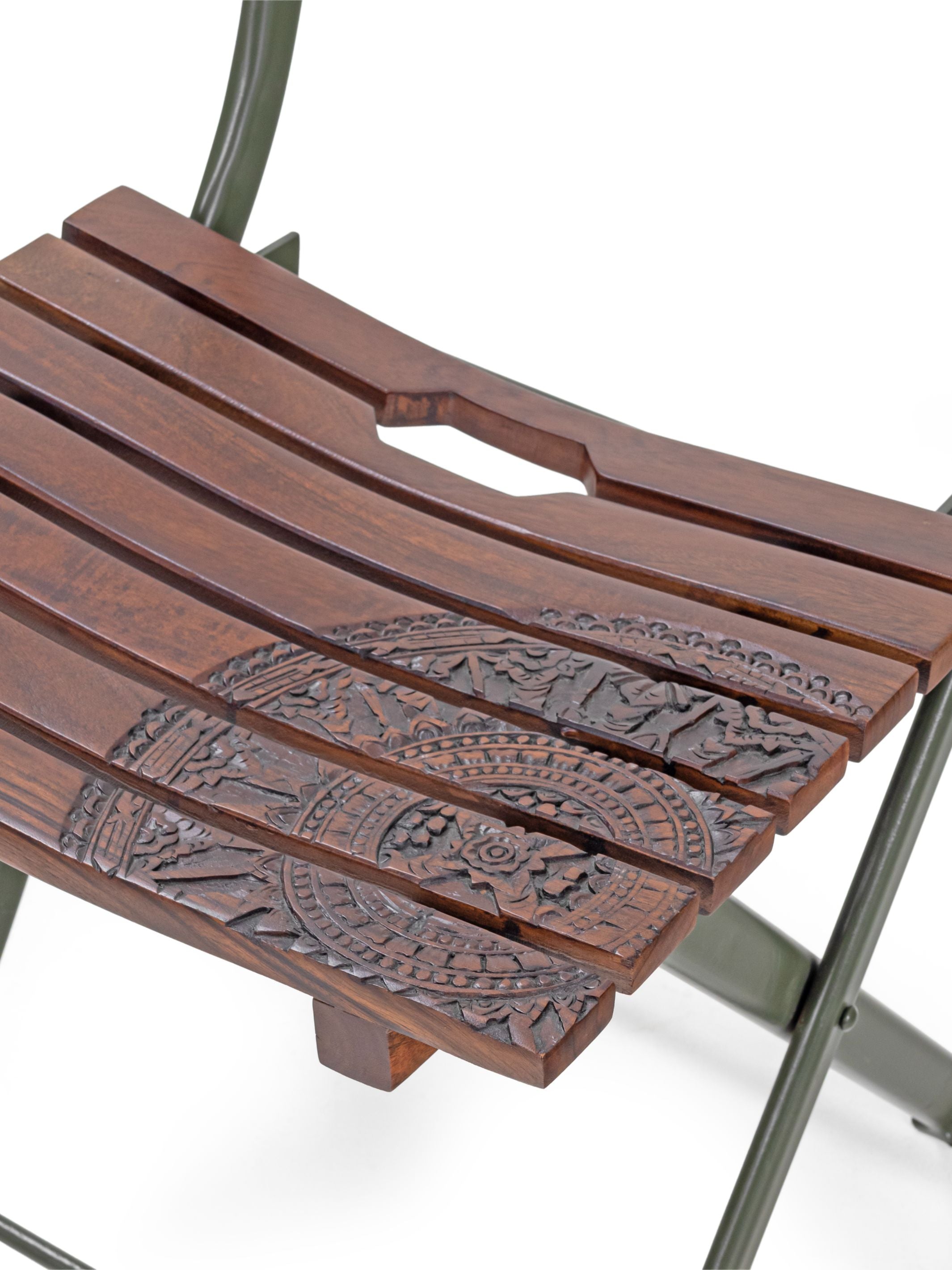 Solid Wood Nakashidar Kursi - Metal Legs