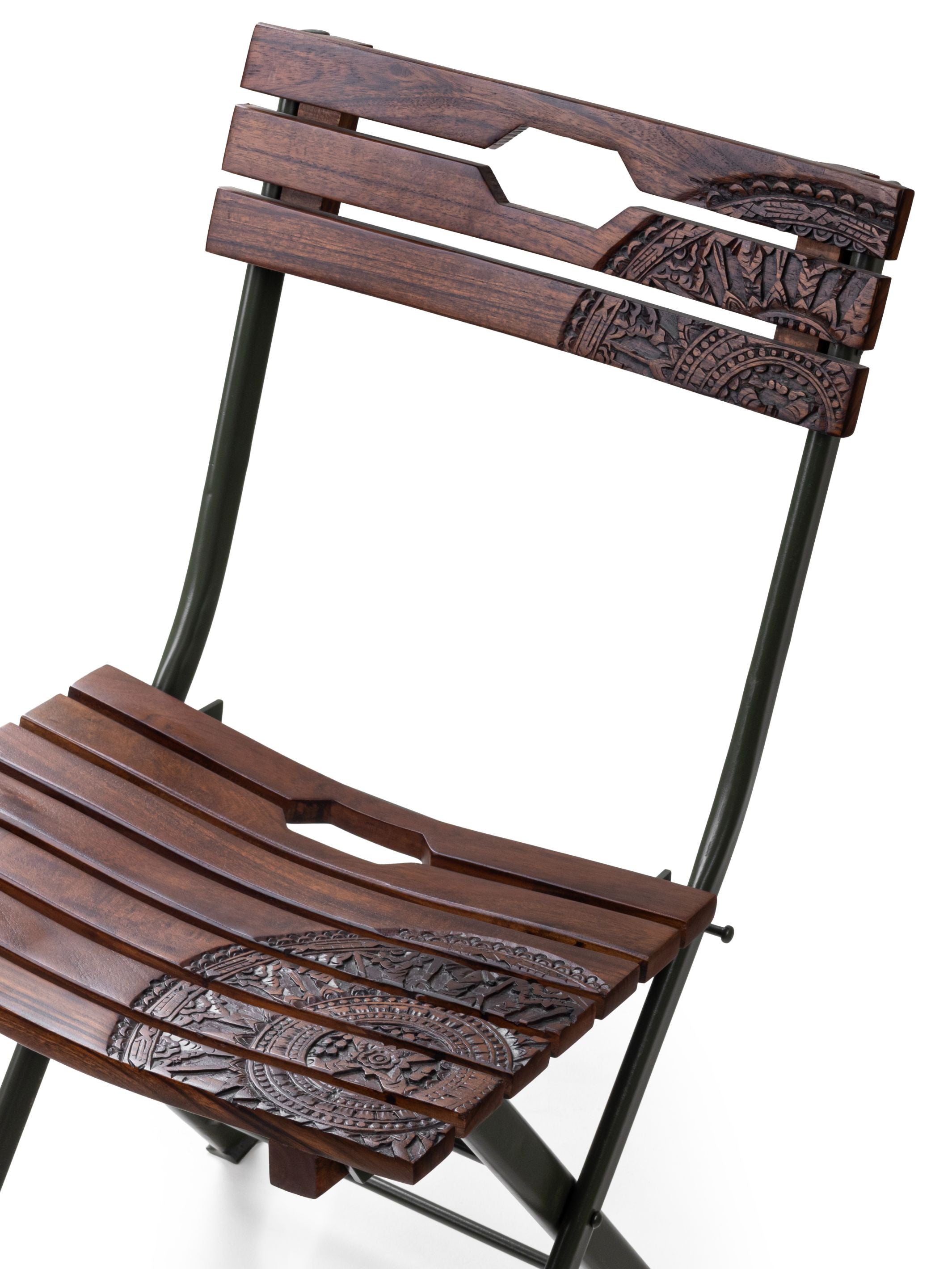 Solid Wood Nakashidar Kursi - Metal Legs