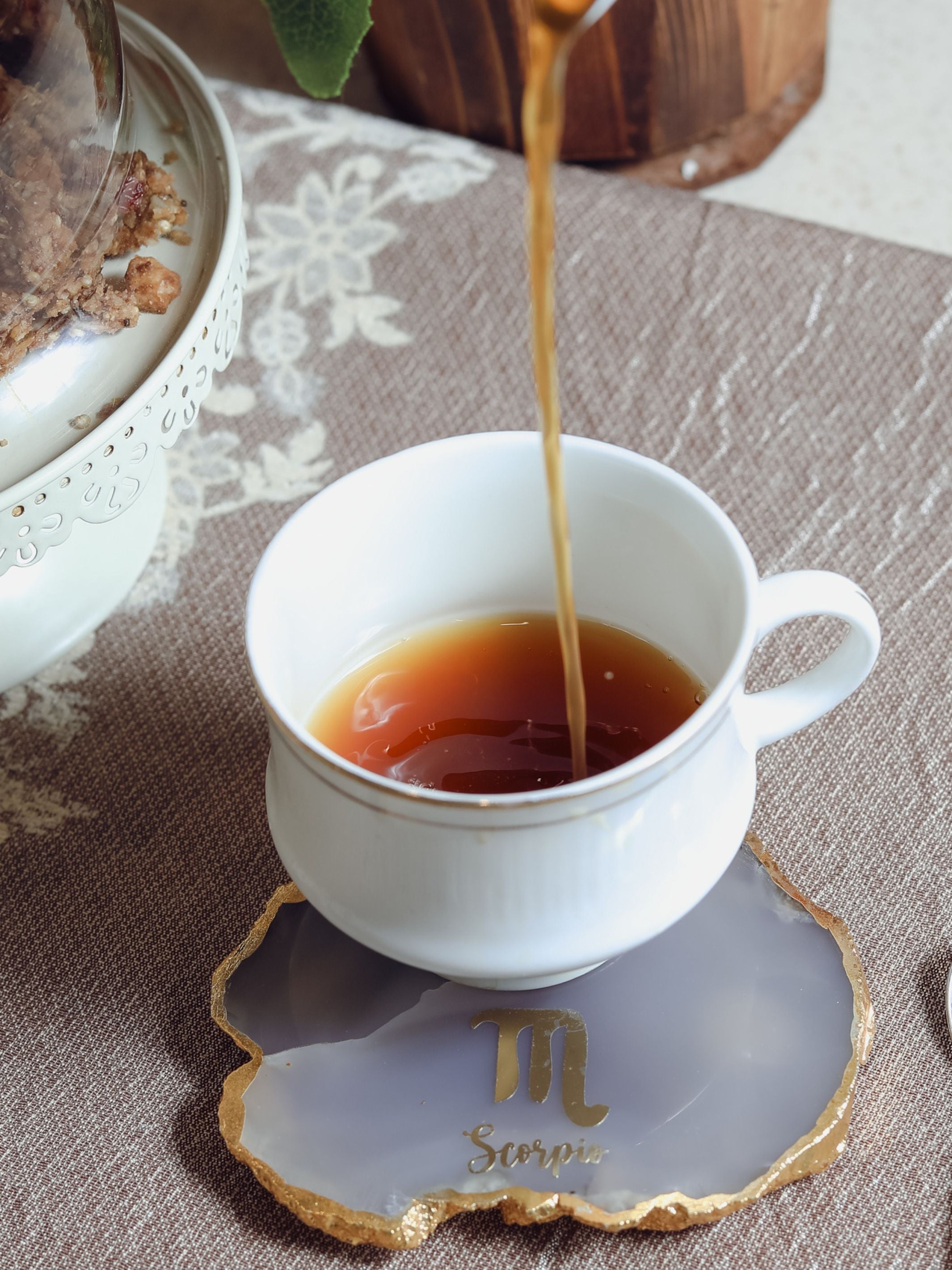 Natural Agate Zodiac Sign Scorpio Table Coaster