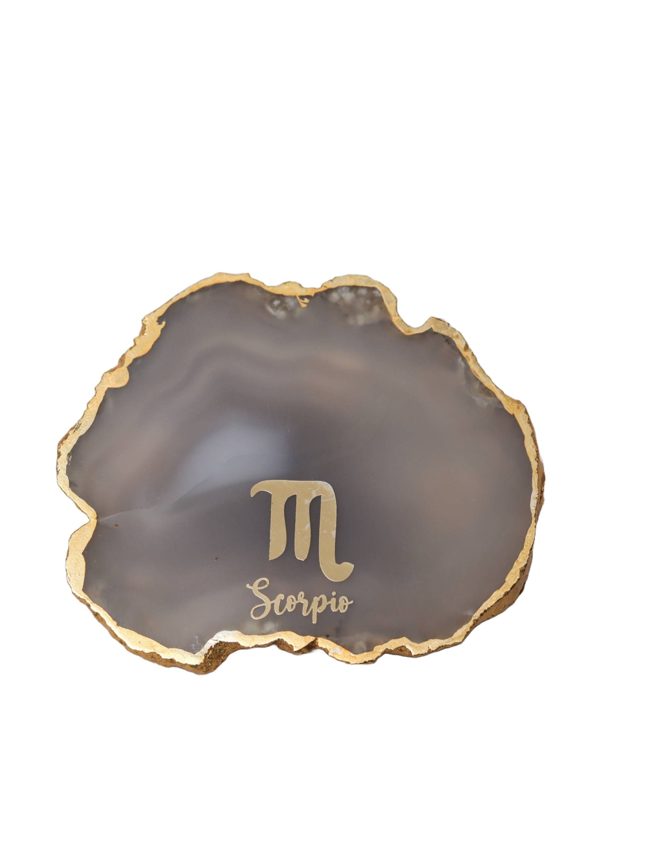 Natural Agate Zodiac Sign Scorpio Table Coaster
