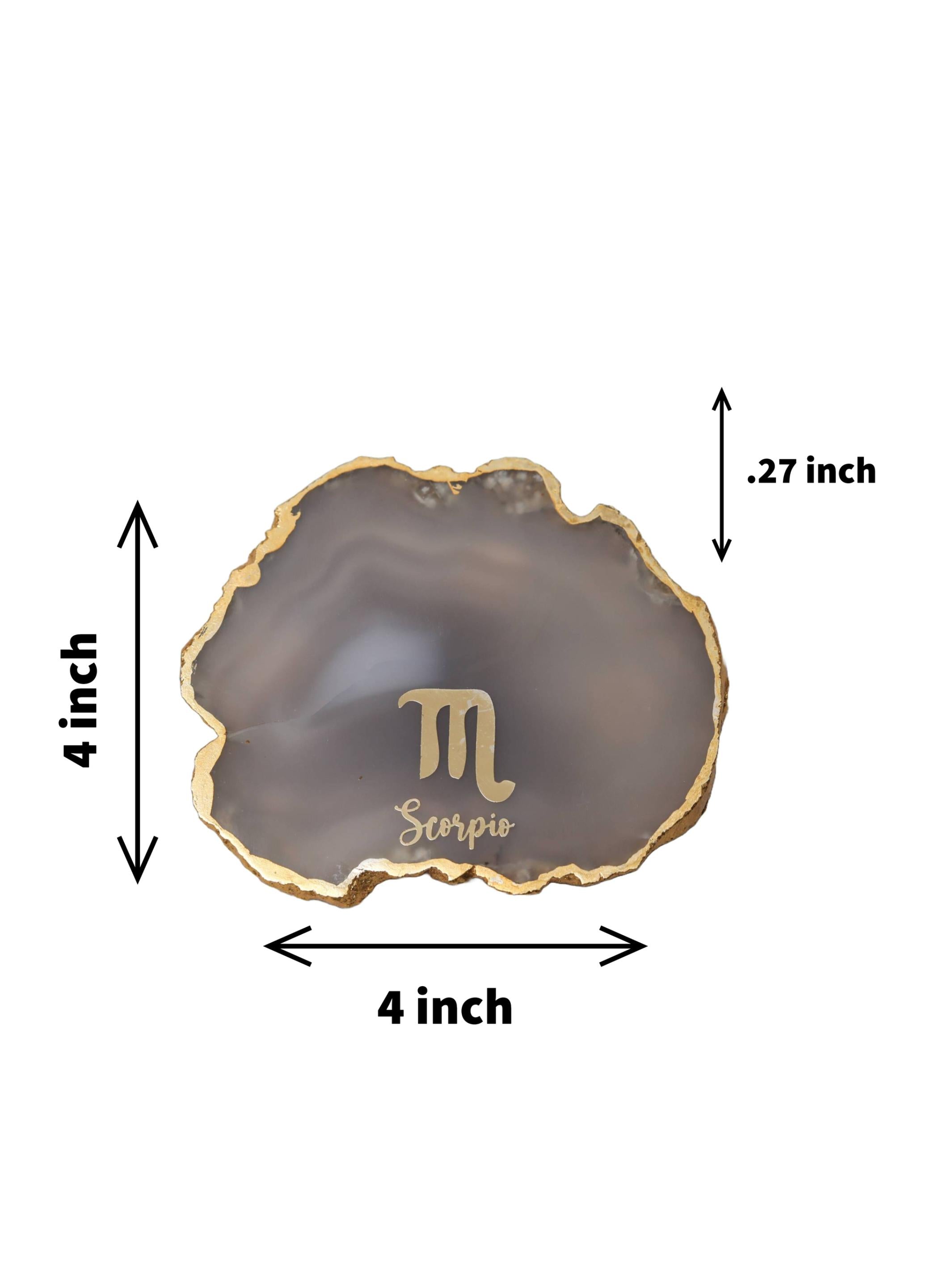 Natural Agate Zodiac Sign Scorpio Table Coaster