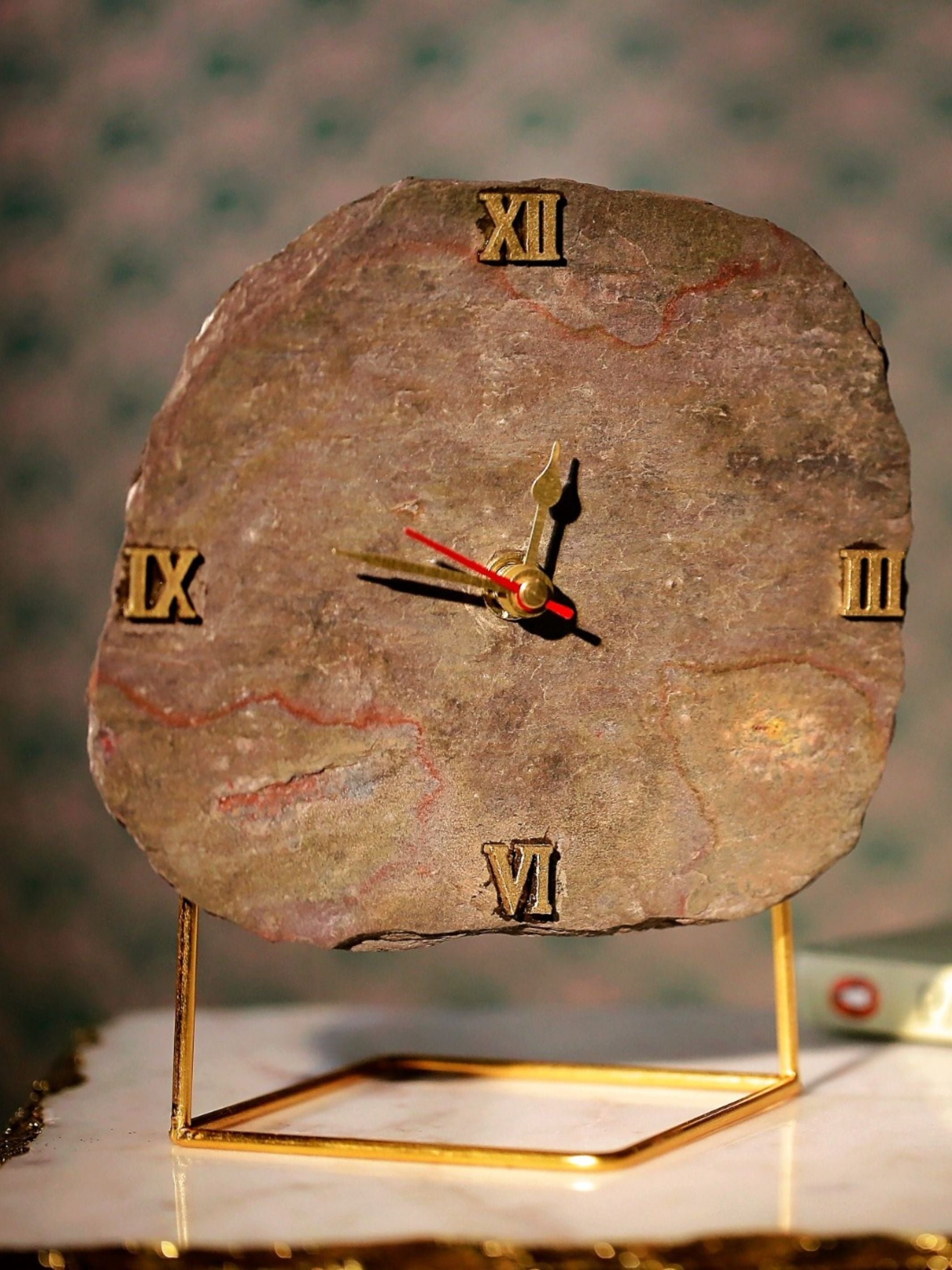 Desktop Clock - Natural Peacock Slate