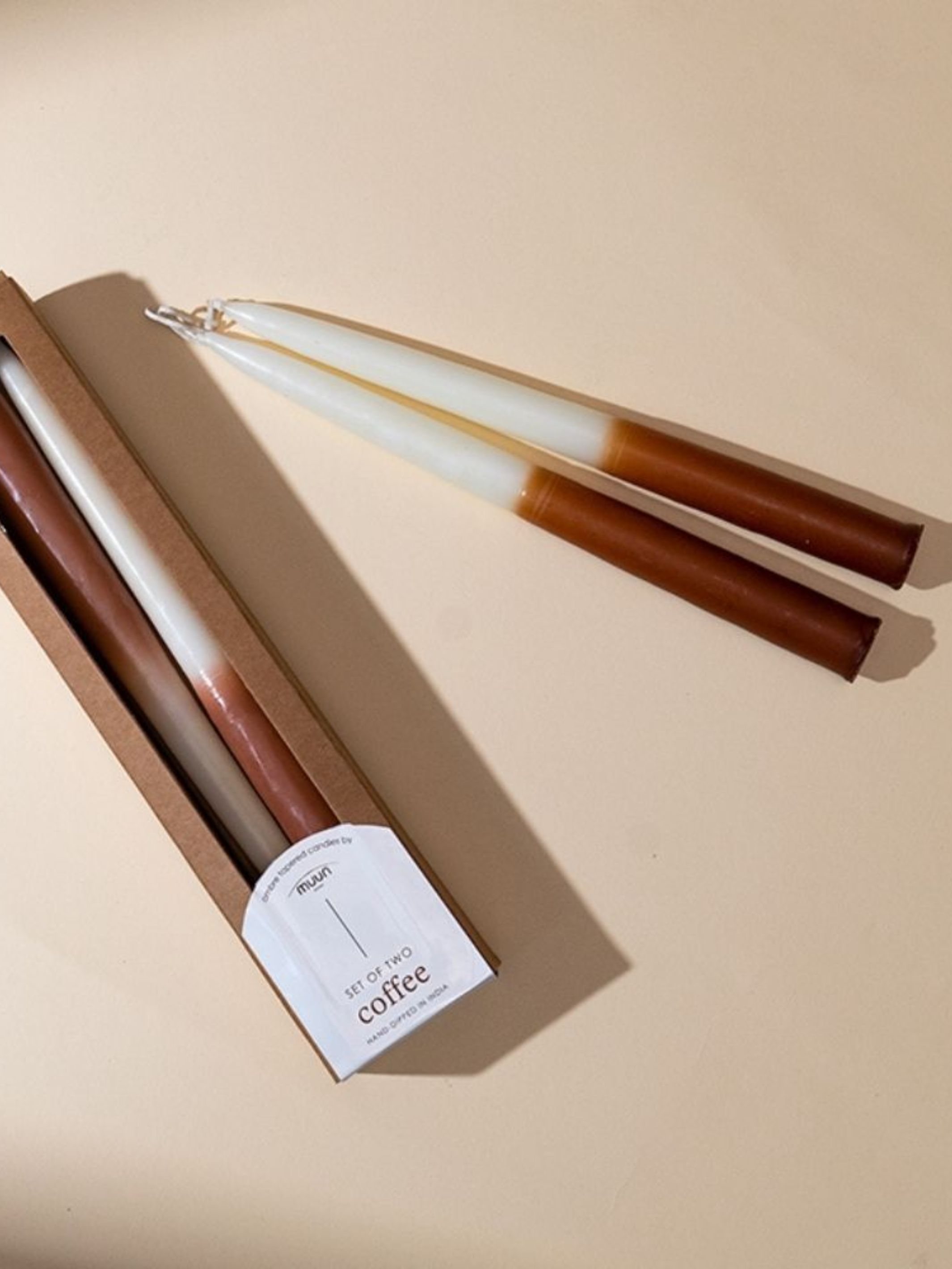 Ombre Taperd Candle set 2 - Coffee