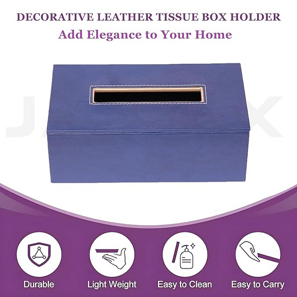 Leather Tissue Box- Navy Blue