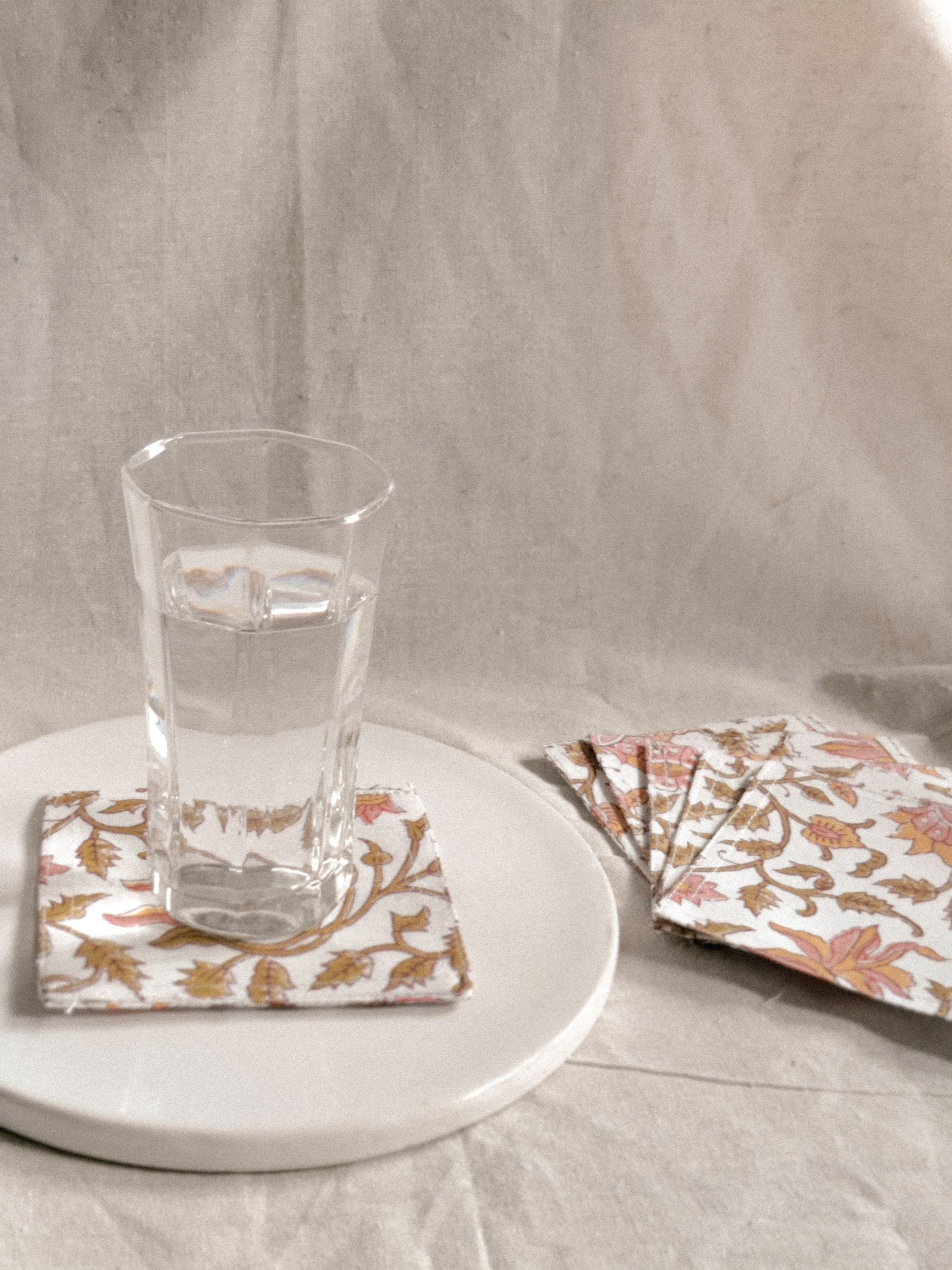 Cotton Coasters Set of 6 - Pink floral