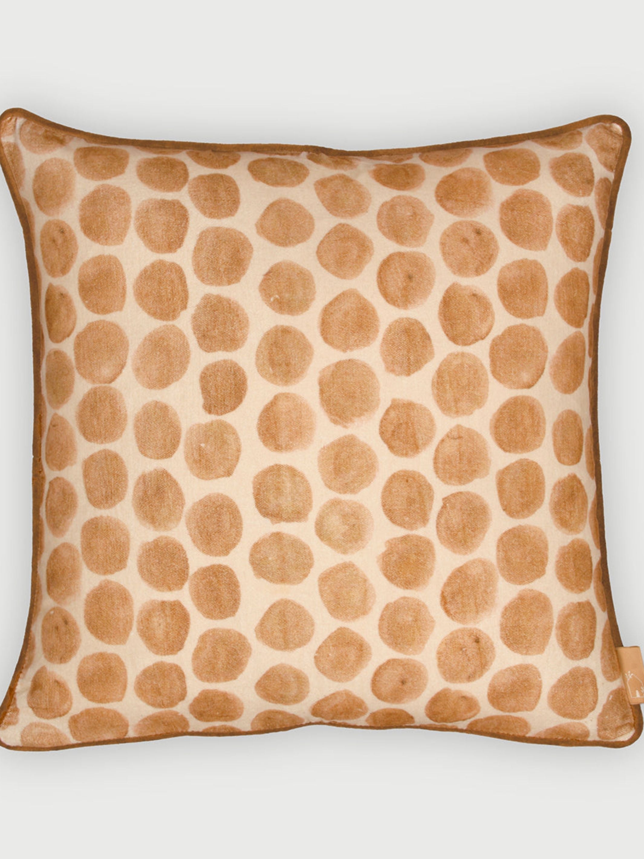 Polka Dot Caramel Velvet Cushion Cover