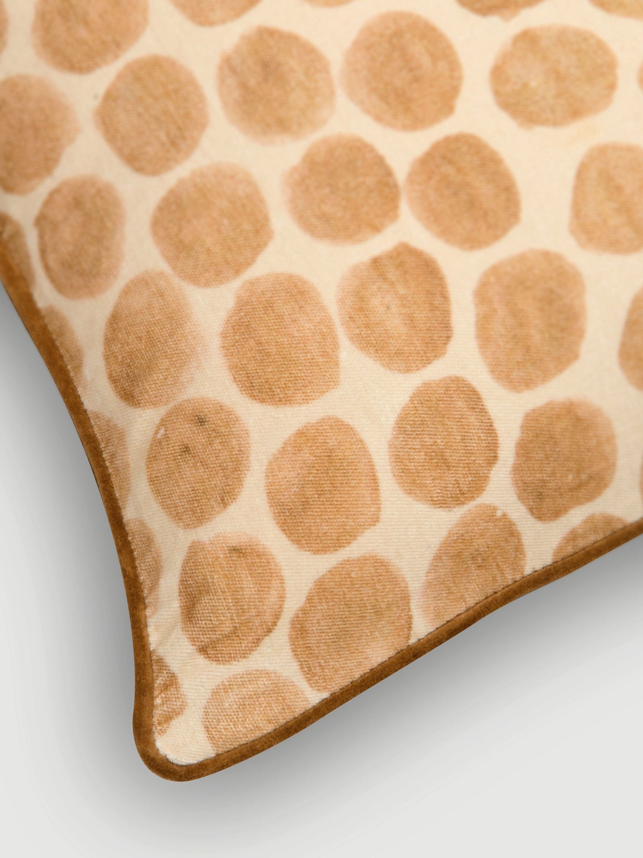 Polka Dot Caramel Velvet Cushion Cover
