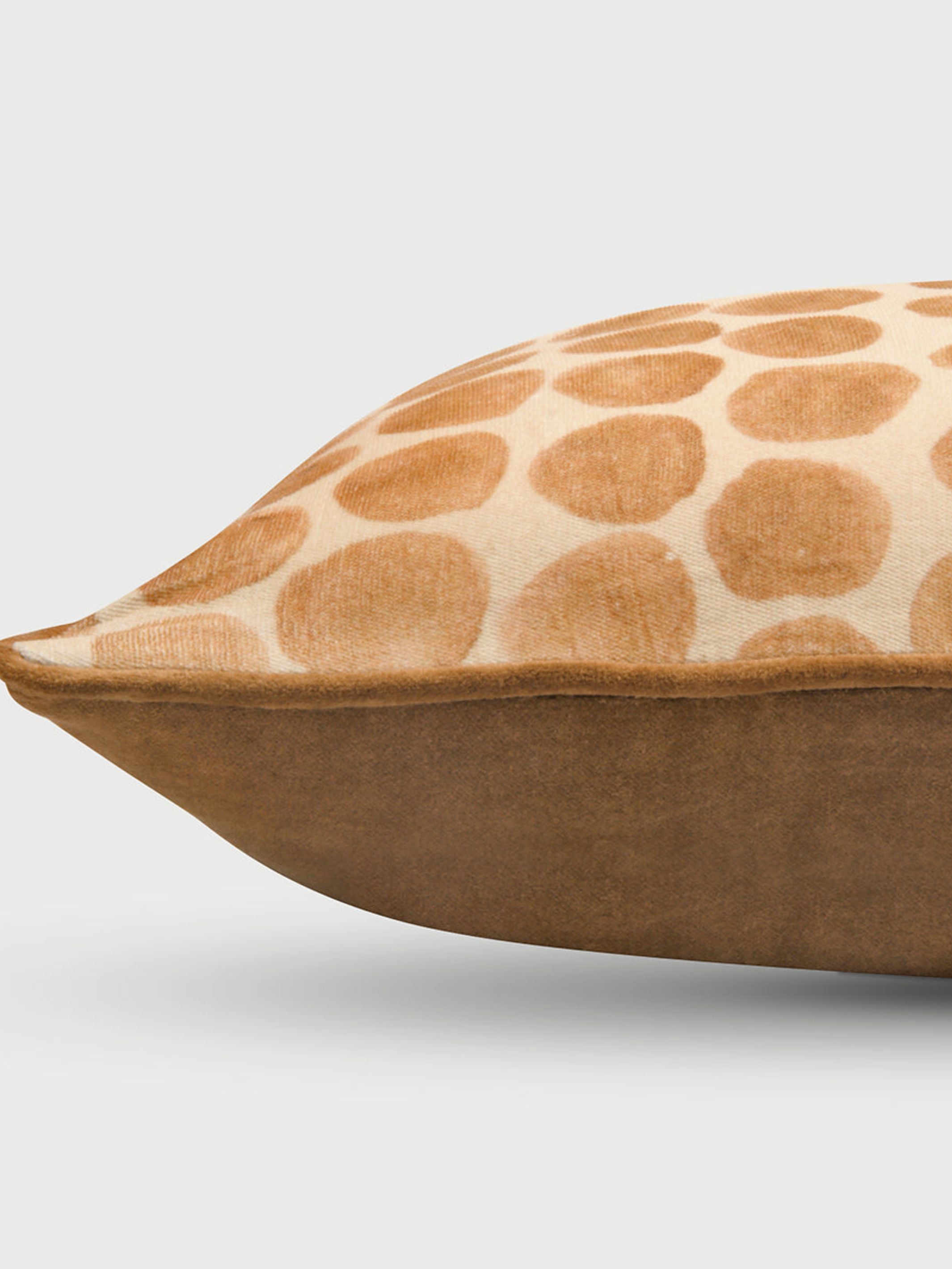 Polka Dot Caramel Velvet Cushion Cover