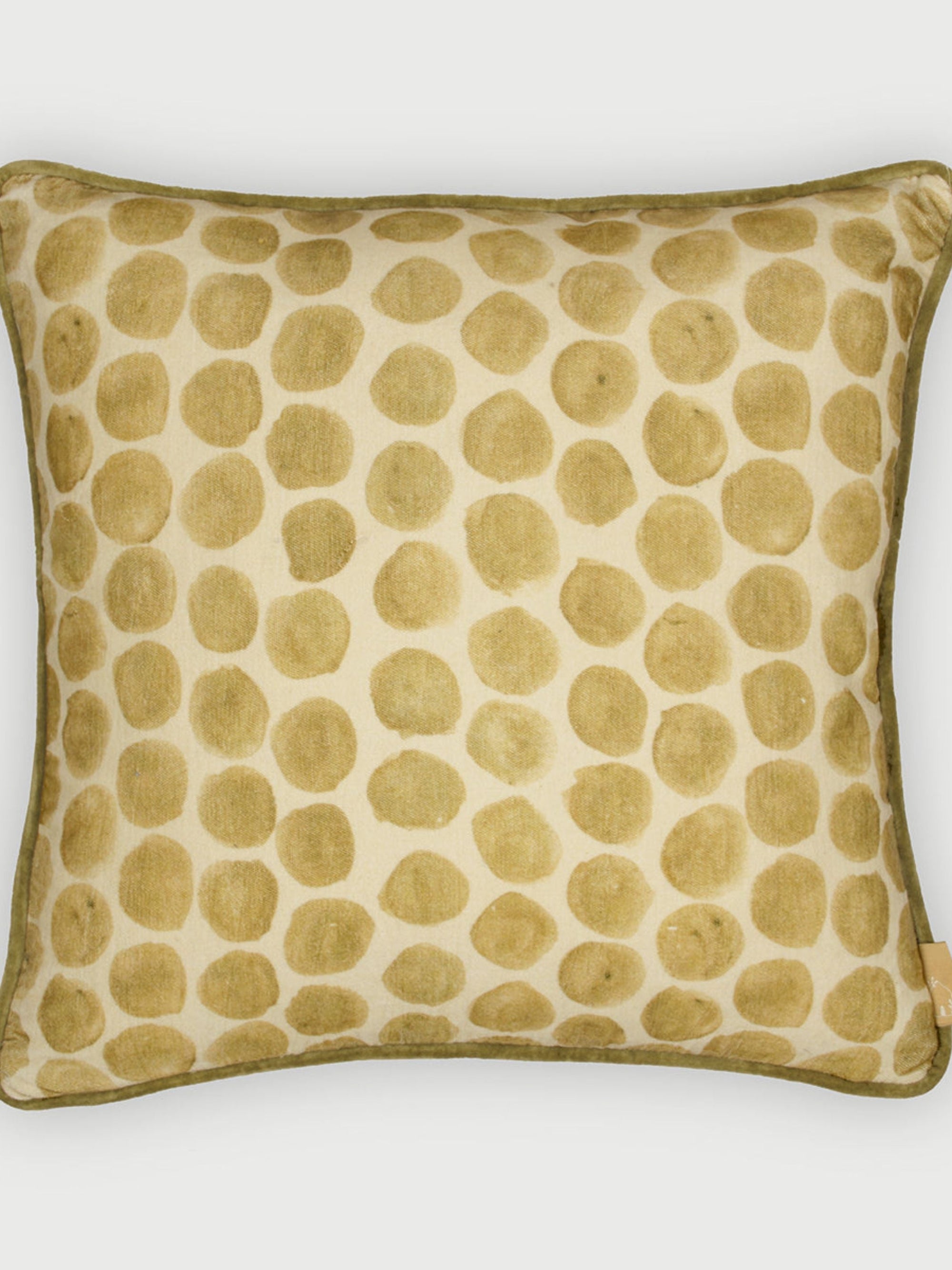 Polka Dot Olive Velvet Cushion Cover